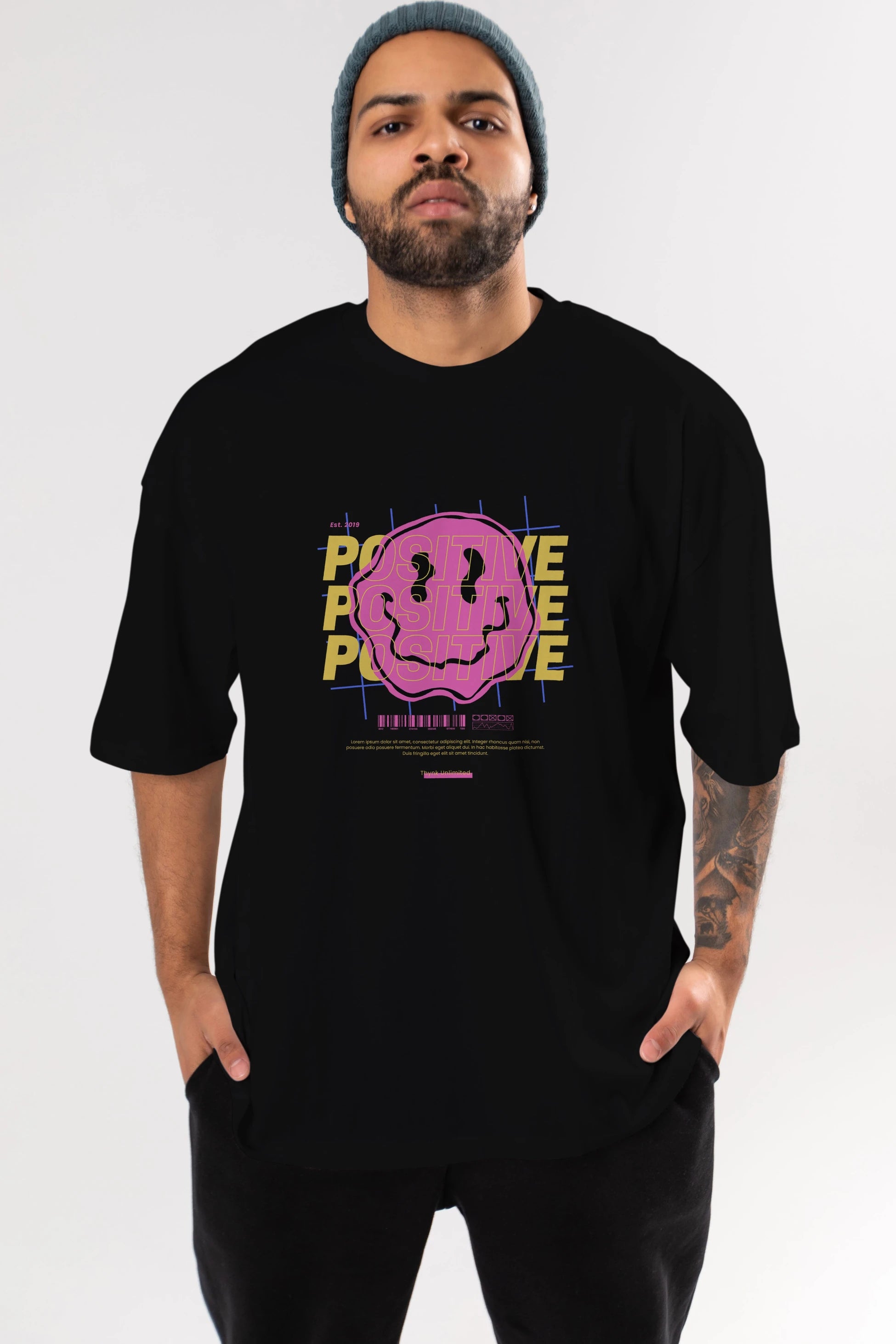 Positive 2 Ön Baskılı Oversize t-shirt Erkek Kadın Unisex