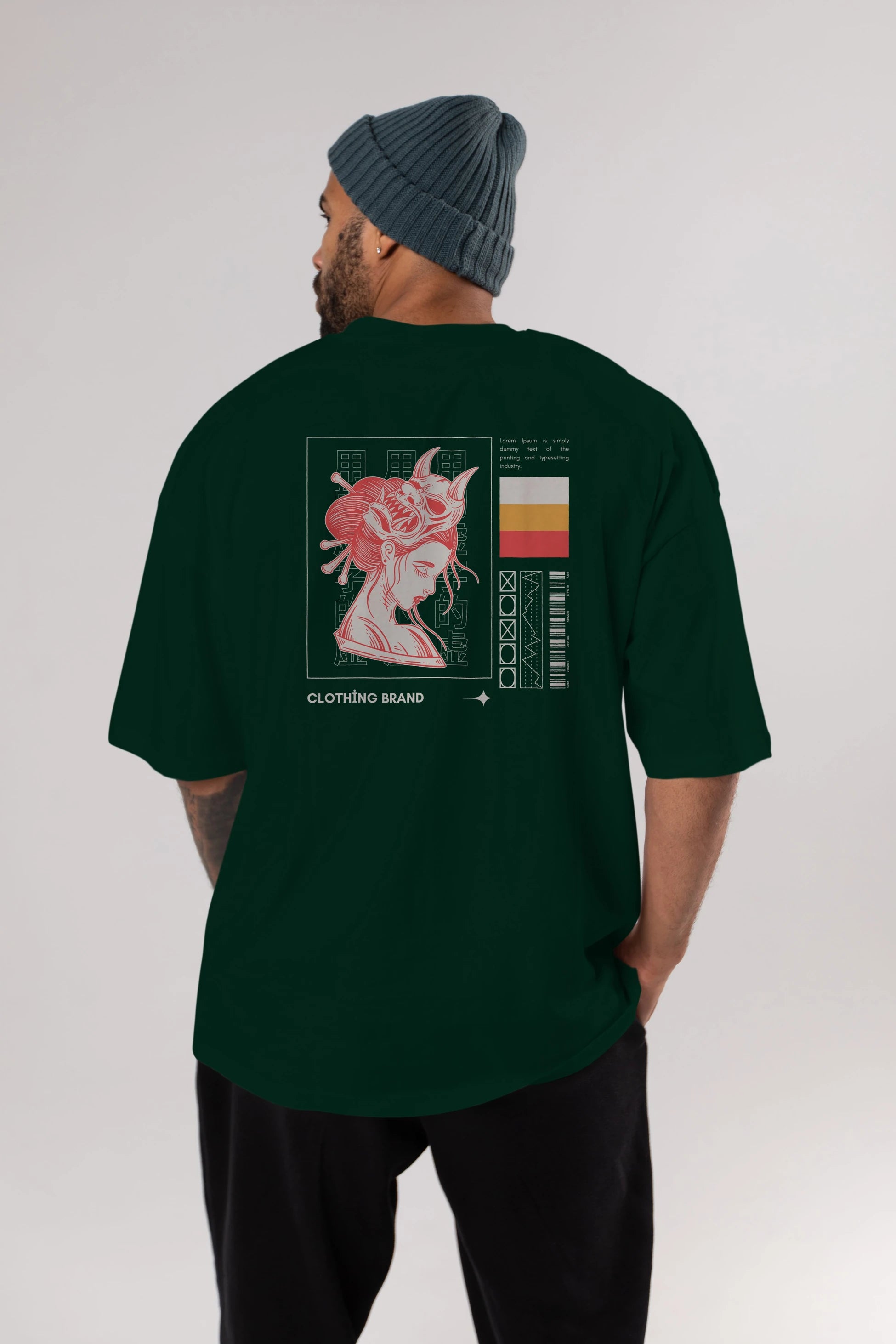 Hipster Japanese Style 2 Arka Baskılı Oversize t-shirt Erkek Kadın Unisex