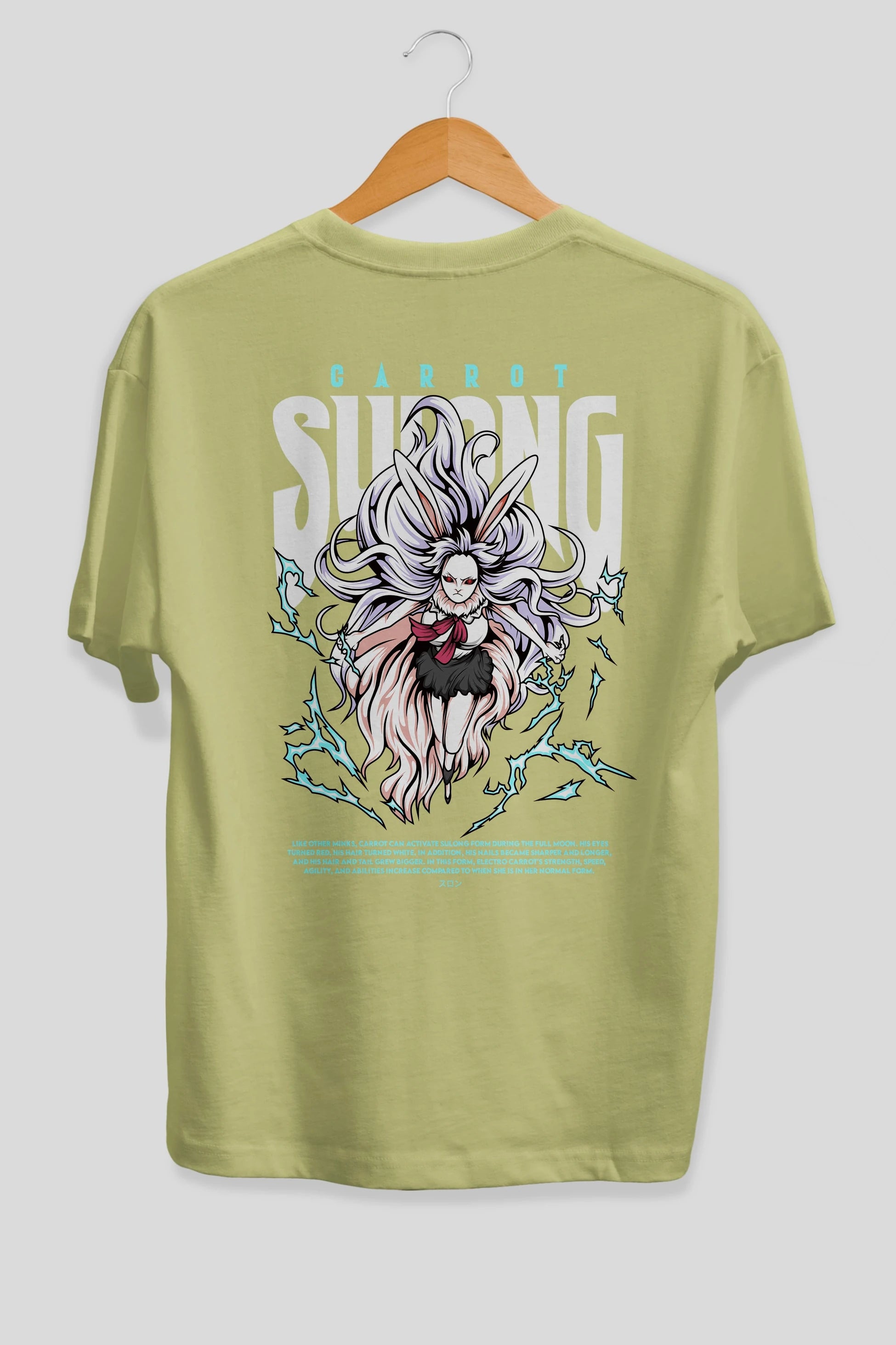 Carrot Sulong Anime Arka Baskılı Oversize t-shirt Erkek Kadın Unisex