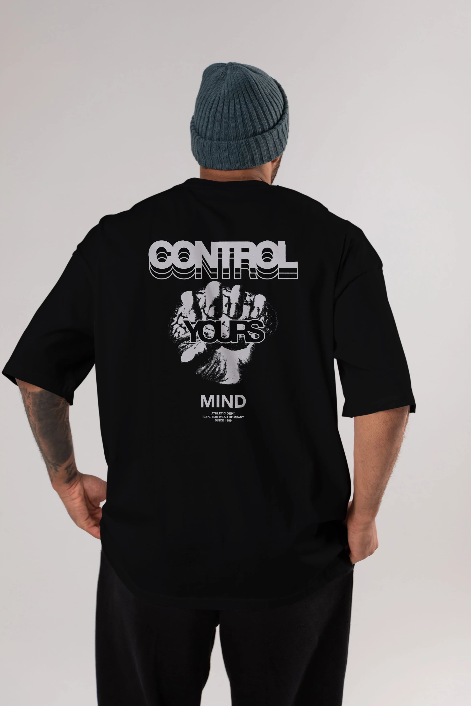 Control Your Mind Arka Baskılı Oversize t-shirt Erkek Kadın Unisex