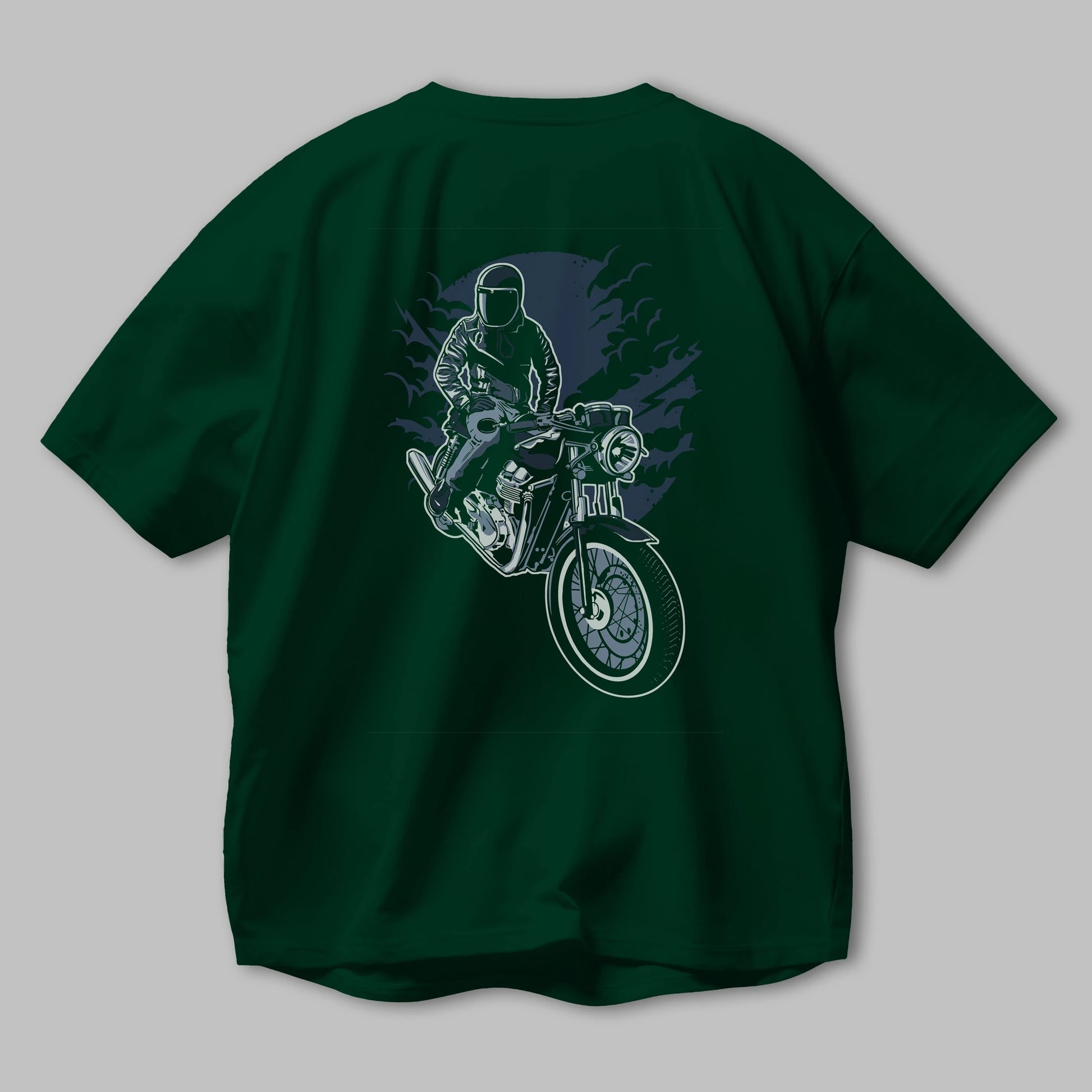 Night Rider Arka Baskılı Oversize t-shirt Erkek Kadın Unisex %100 Pamuk