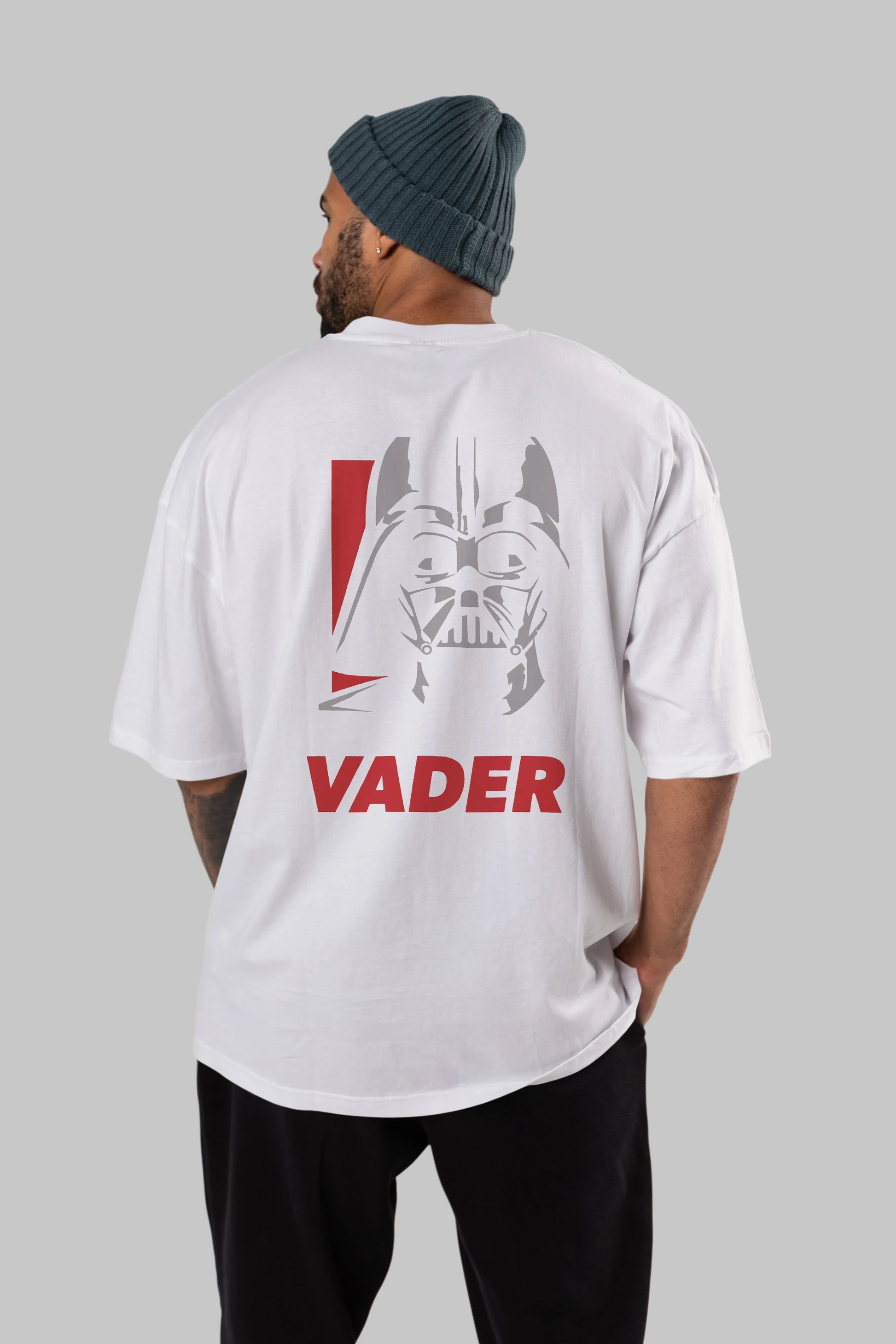Darth Vader Arka Baskılı Oversize t-shirt Erkek Kadın Unisex %100 Pamuk Bisiklet Yaka tişort