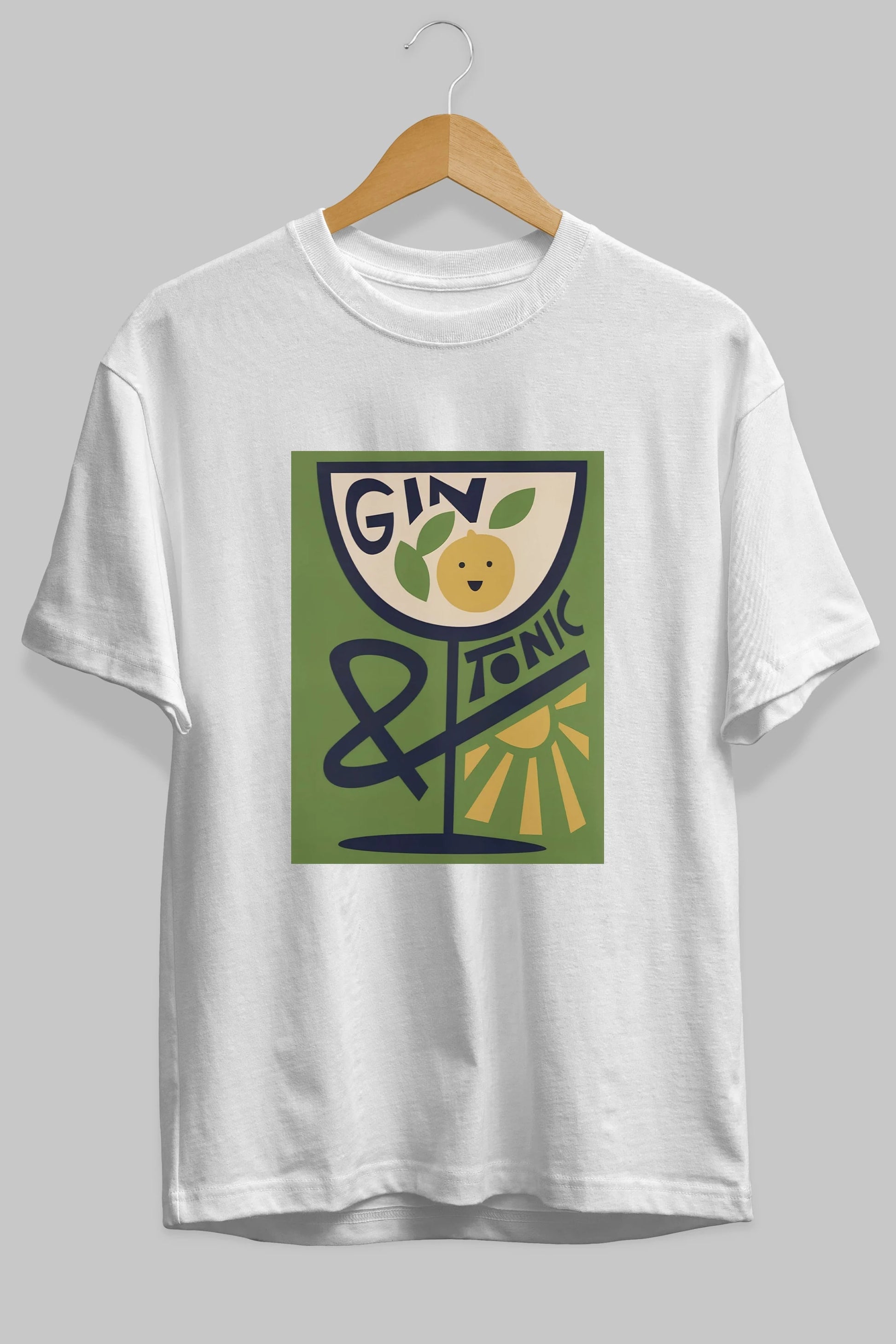 Gin Tonic 3 Ön Baskılı Oversize t-shirt Erkek Kadın Unisex %100 Pamuk Bisiklet Yaka tişort