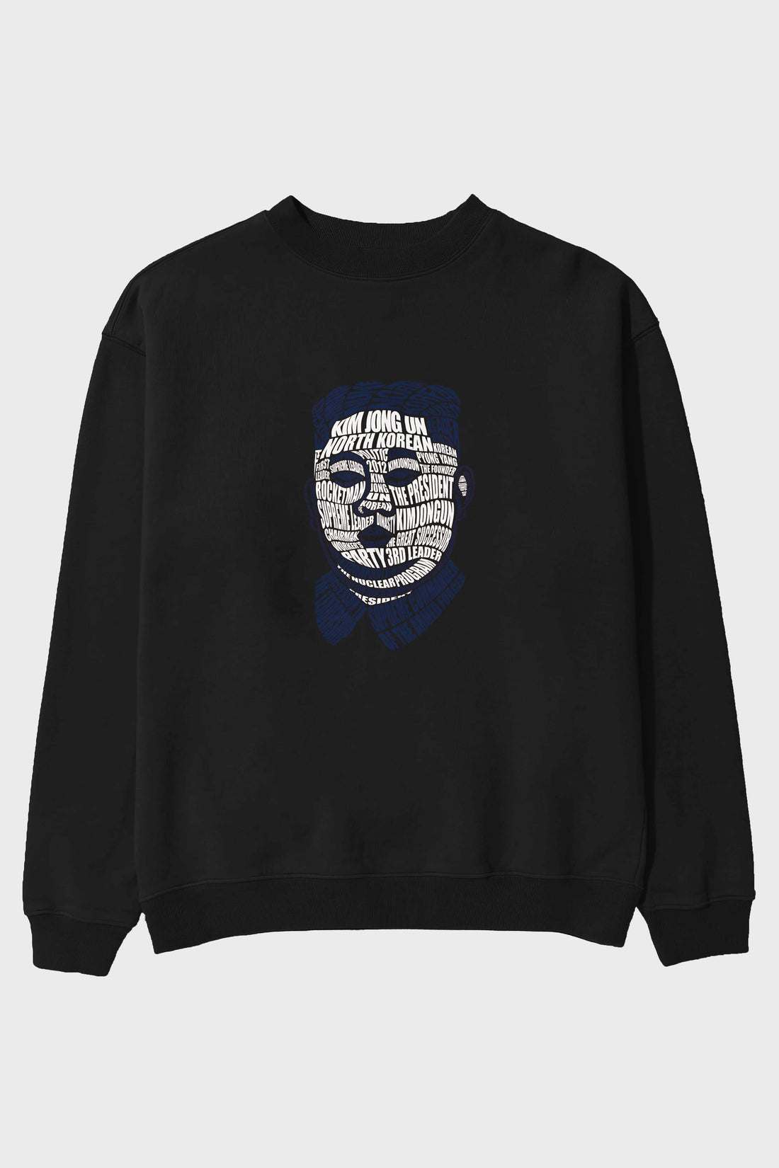 Kim Jong Un Calligram Ön Baskılı Oversize Sweatshirt Erkek Kadın Unisex