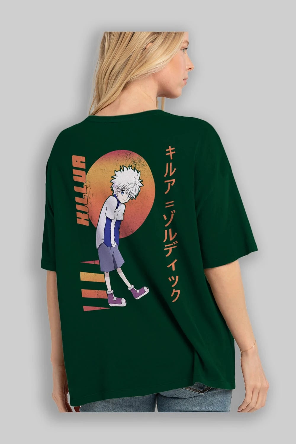 Killua Zoldyck 5 2 Anime Arka Baskılı Oversize t-shirt Erkek Kadın Unisex