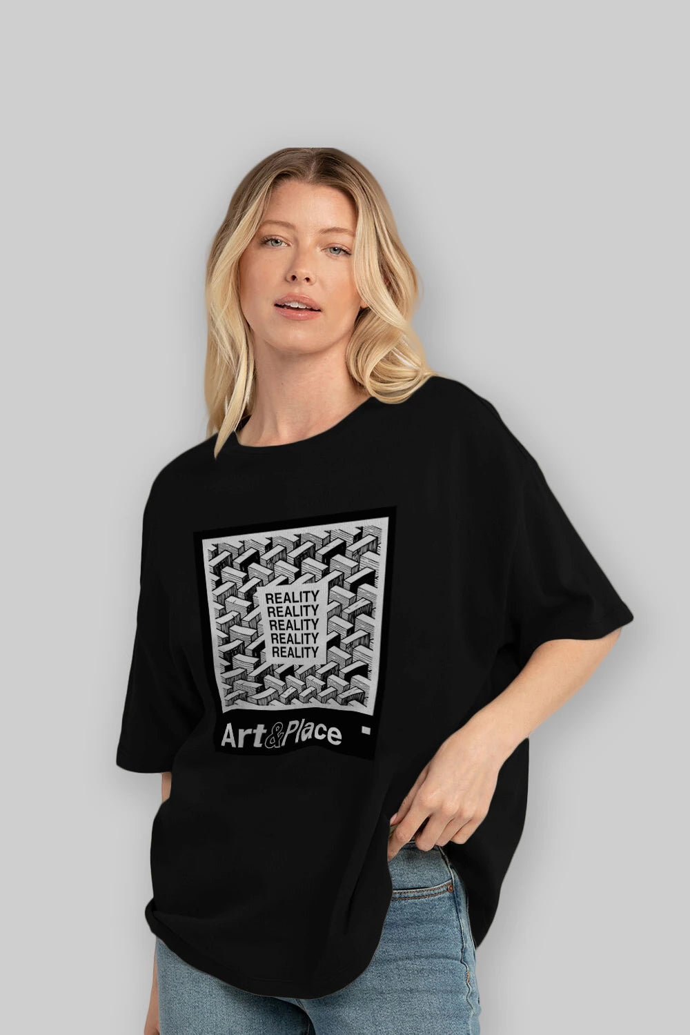 Reality Ön Baskılı Oversize t-shirt Erkek Kadın Unisex