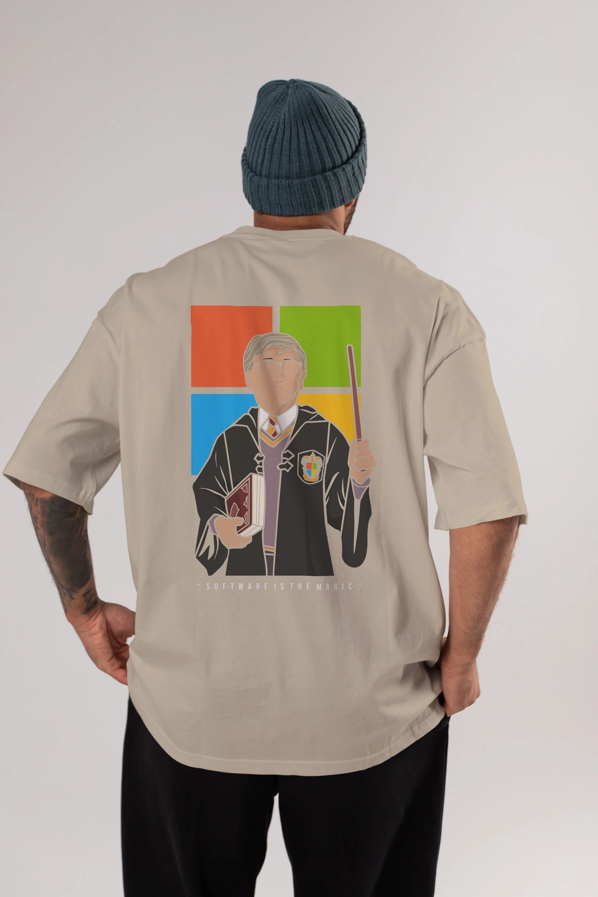 Harry Potter Gates Arka Baskılı Oversize t-shirt Erkek Kadın Unisex %100 Pamuk tişort