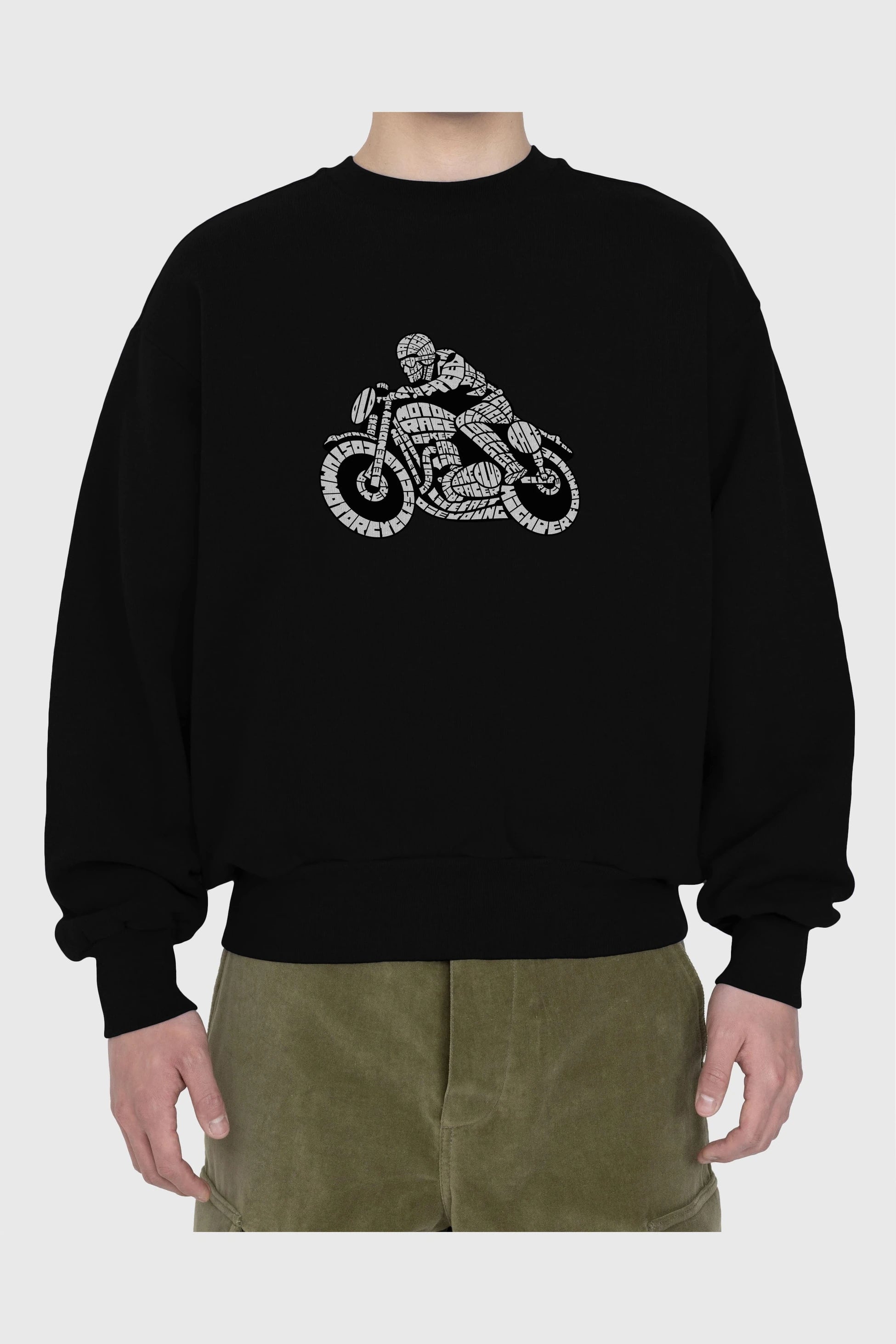 Caferacer Ön Baskılı Oversize Sweatshirt Erkek Kadın Unisex