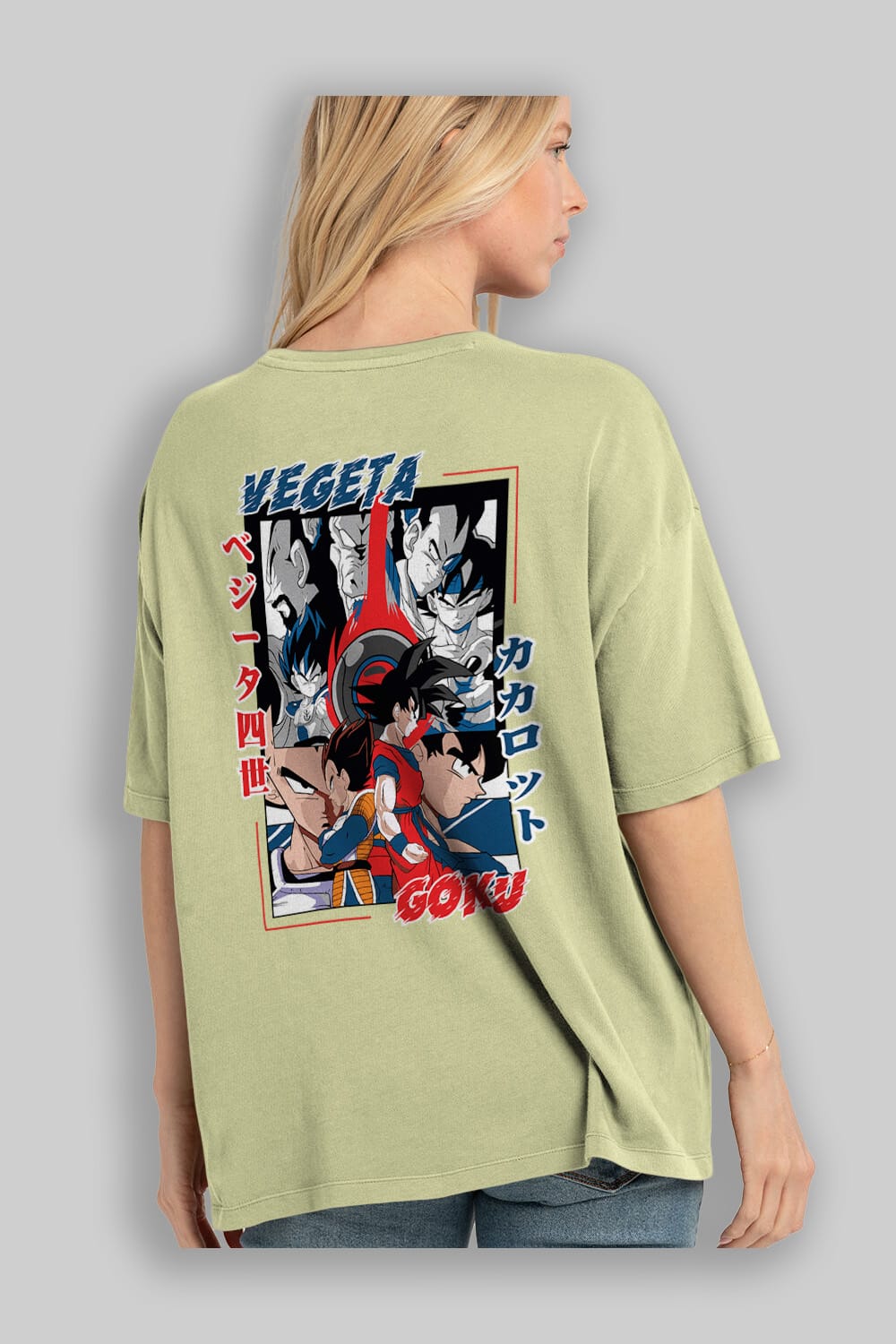 VEGETA VS GOKU Anime Arka Baskılı Oversize t-shirt Erkek Kadın Unisex