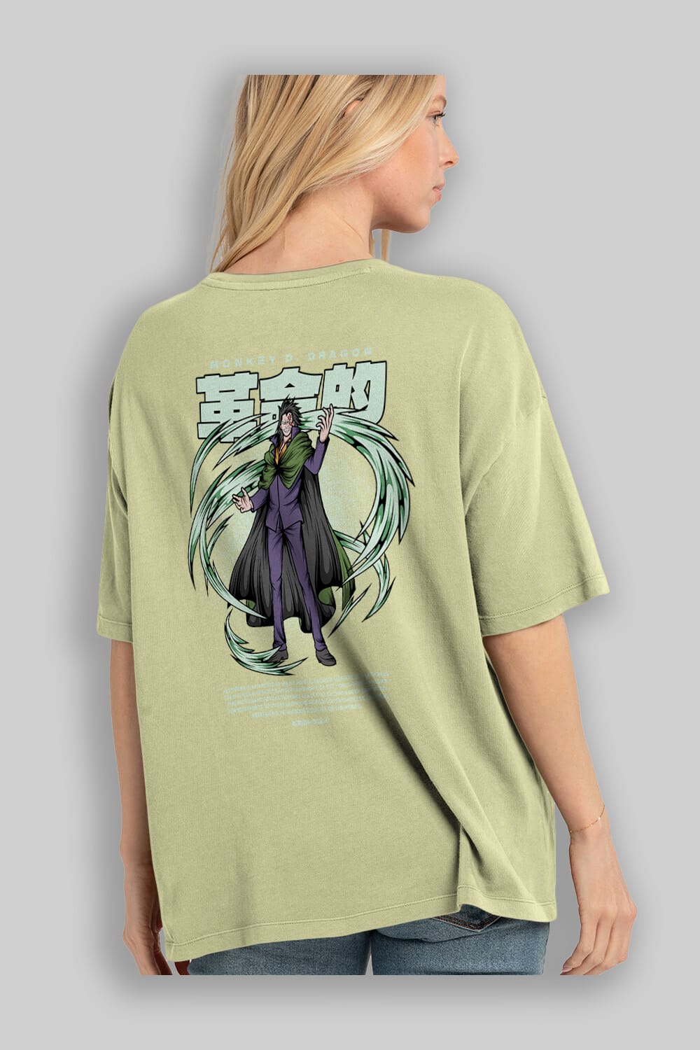 Monkey D. Dragon Anime Arka Baskılı Oversize t-shirt Erkek Kadın Unisex