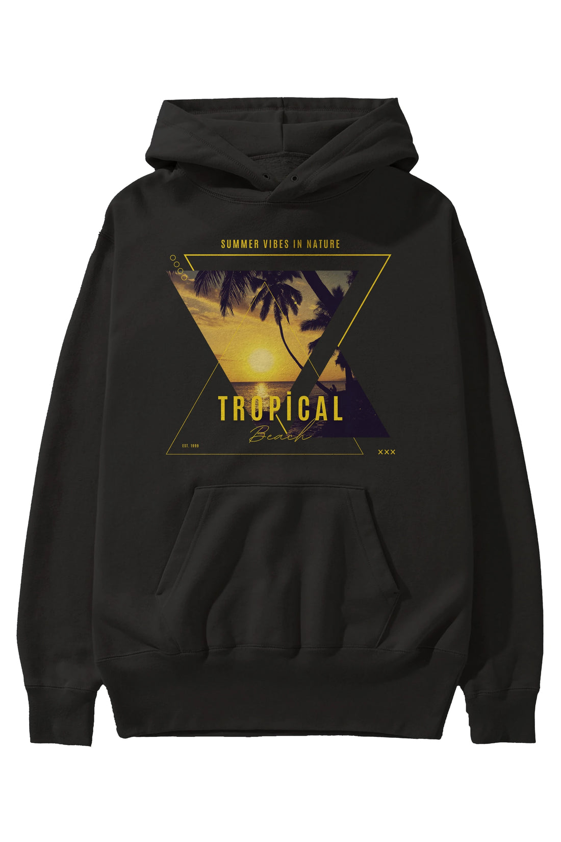 Summer Vibes Yazılı Ön Baskılı Oversize Hoodie Kapüşonlu Sweatshirt Erkek Kadın Unisex