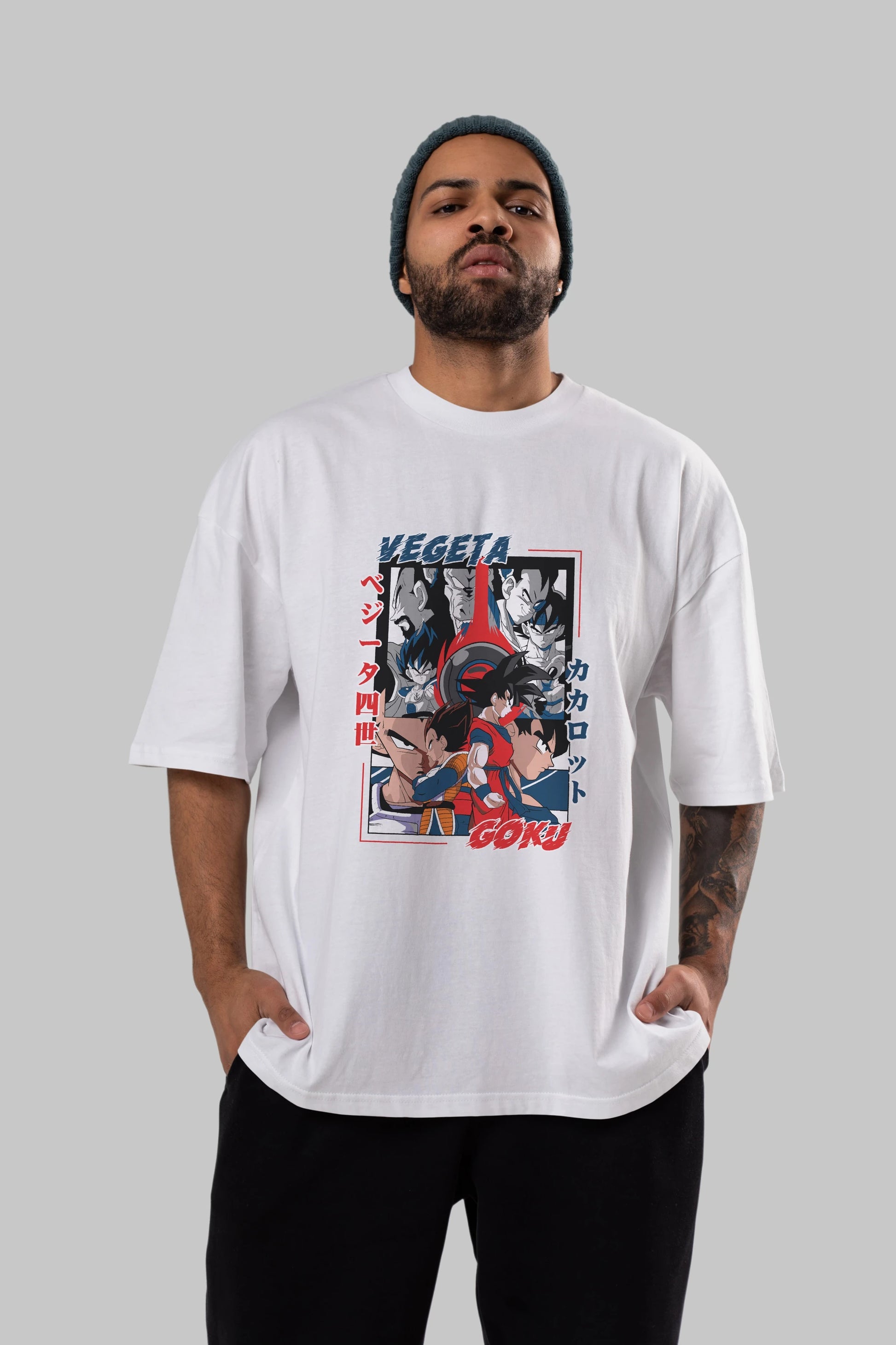 VEGETA VS GOKU Anime Ön Baskılı Oversize t-shirt %100 pamuk Erkek Kadın Unisex