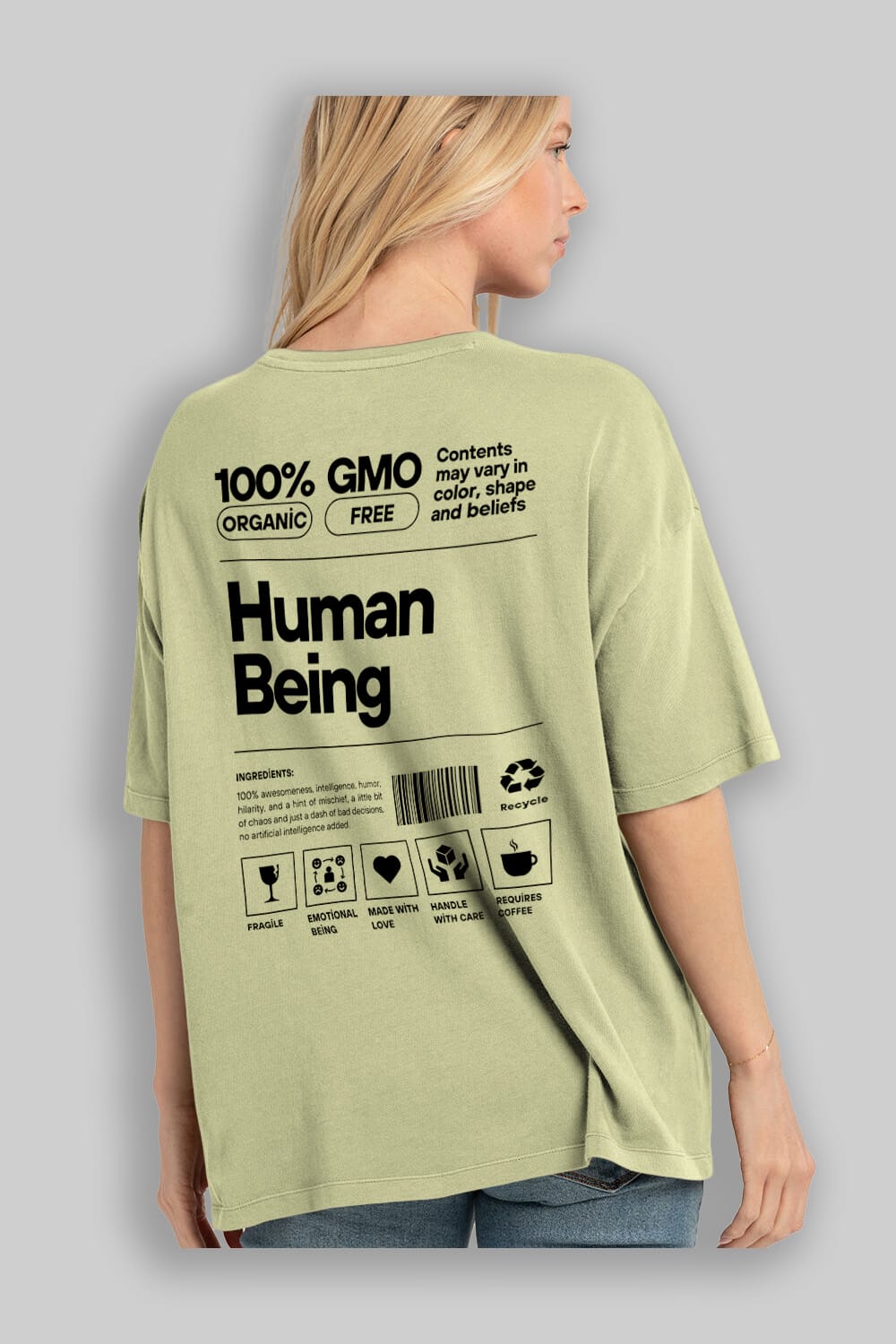 Human Being Arka Baskılı Oversize t-shirt Erkek Kadın Unisex