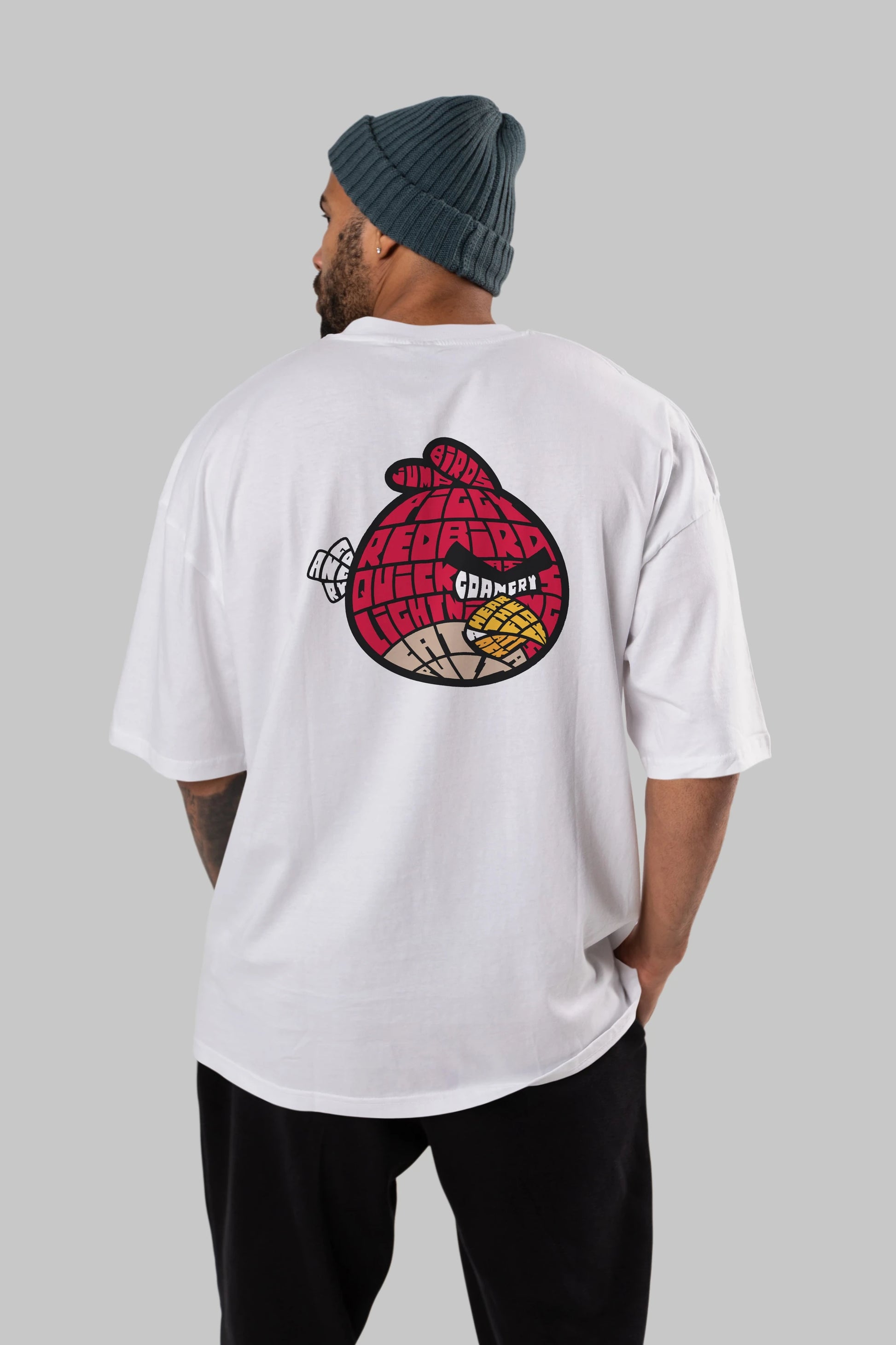 Bird With Anger Arka Baskılı Oversize t-shirt %100 pamuk Erkek Kadın Unisex