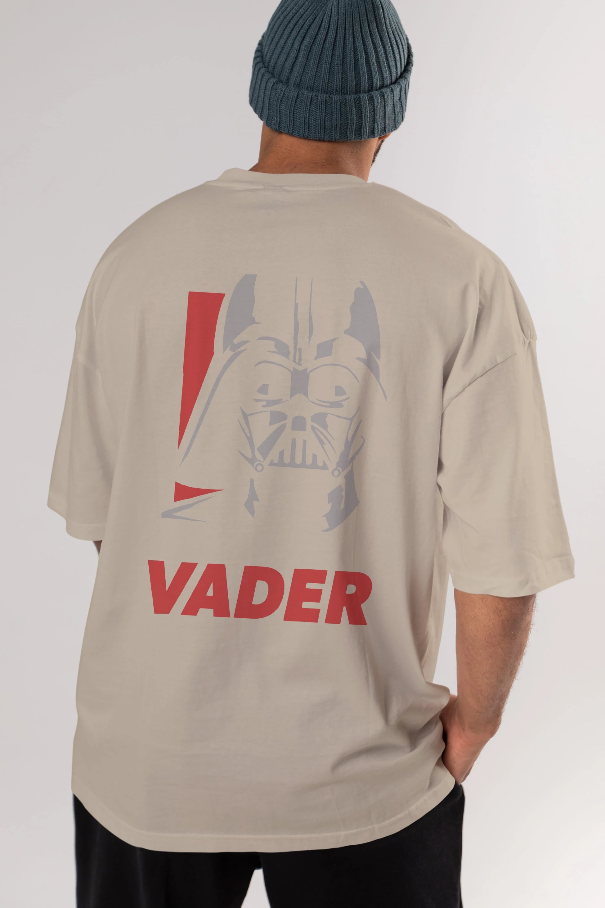 Darth Vader Arka Baskılı Oversize t-shirt Erkek Kadın Unisex %100 Pamuk Bisiklet Yaka tişort