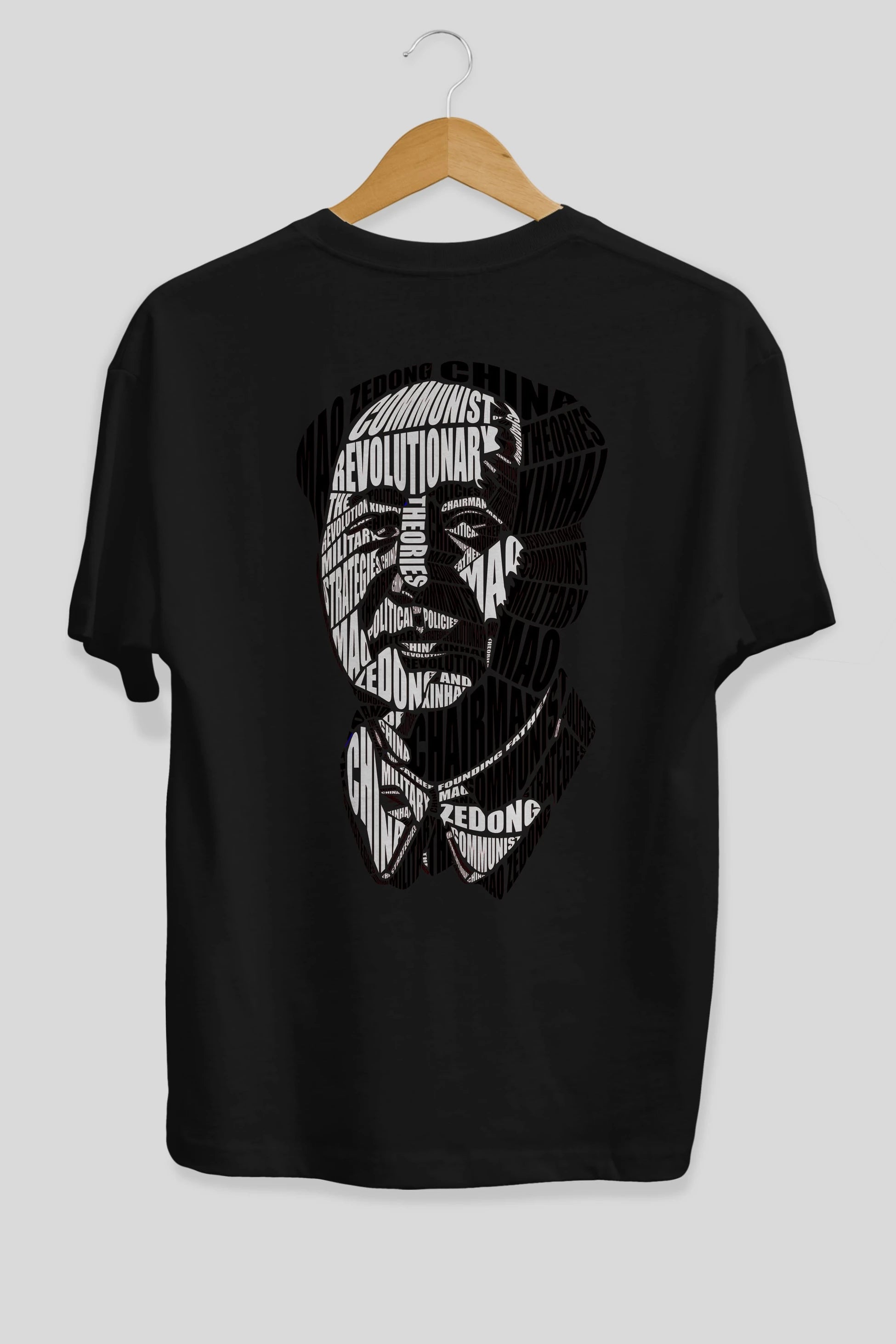 Mao Zedong Calligram Arka Baskılı Oversize t-shirt %100 pamuk Erkek Kadın Unisex