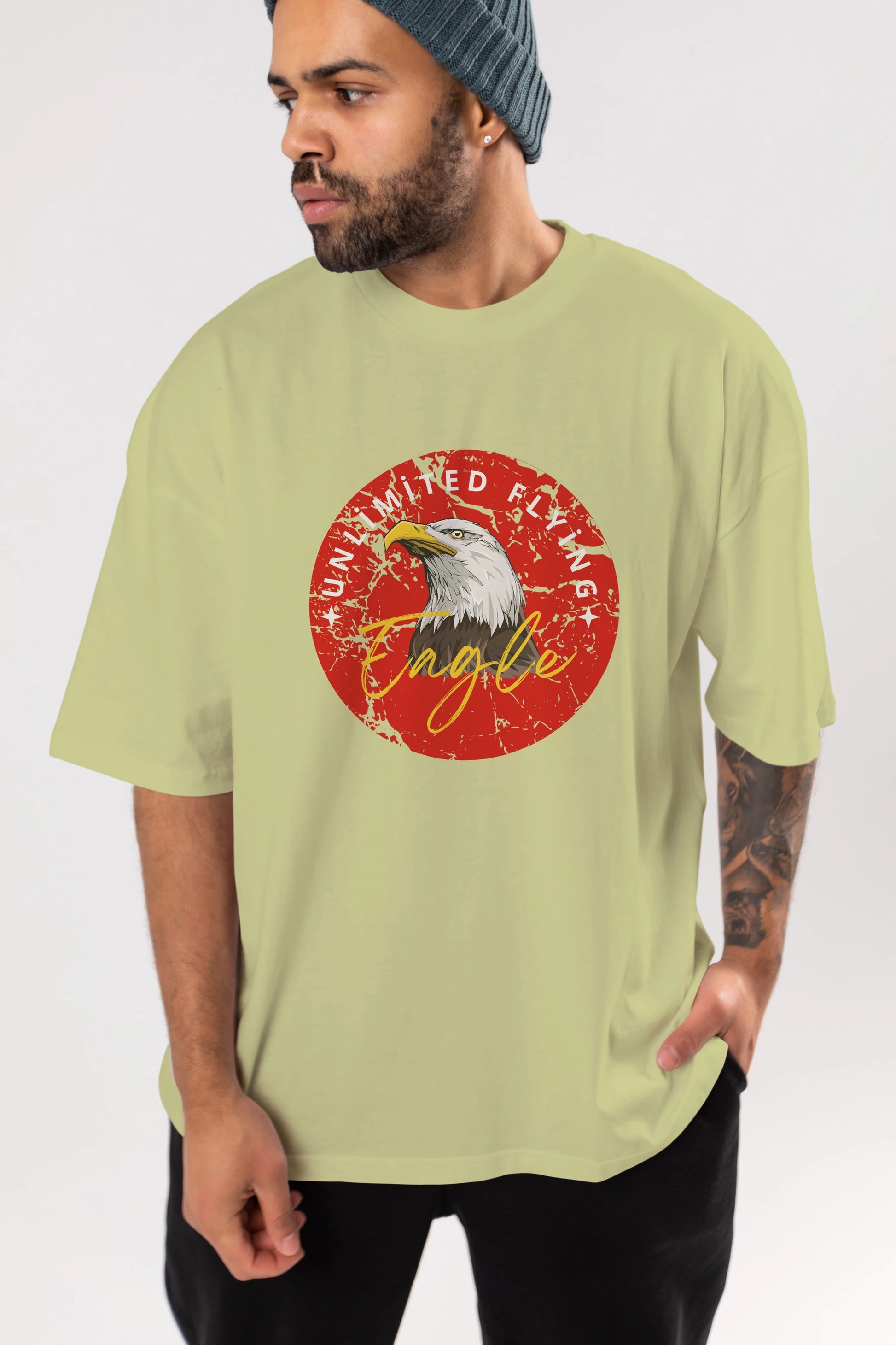 Unlimited Flying Yazılı Ön Baskılı Oversize t-shirt Erkek Kadın Unisex