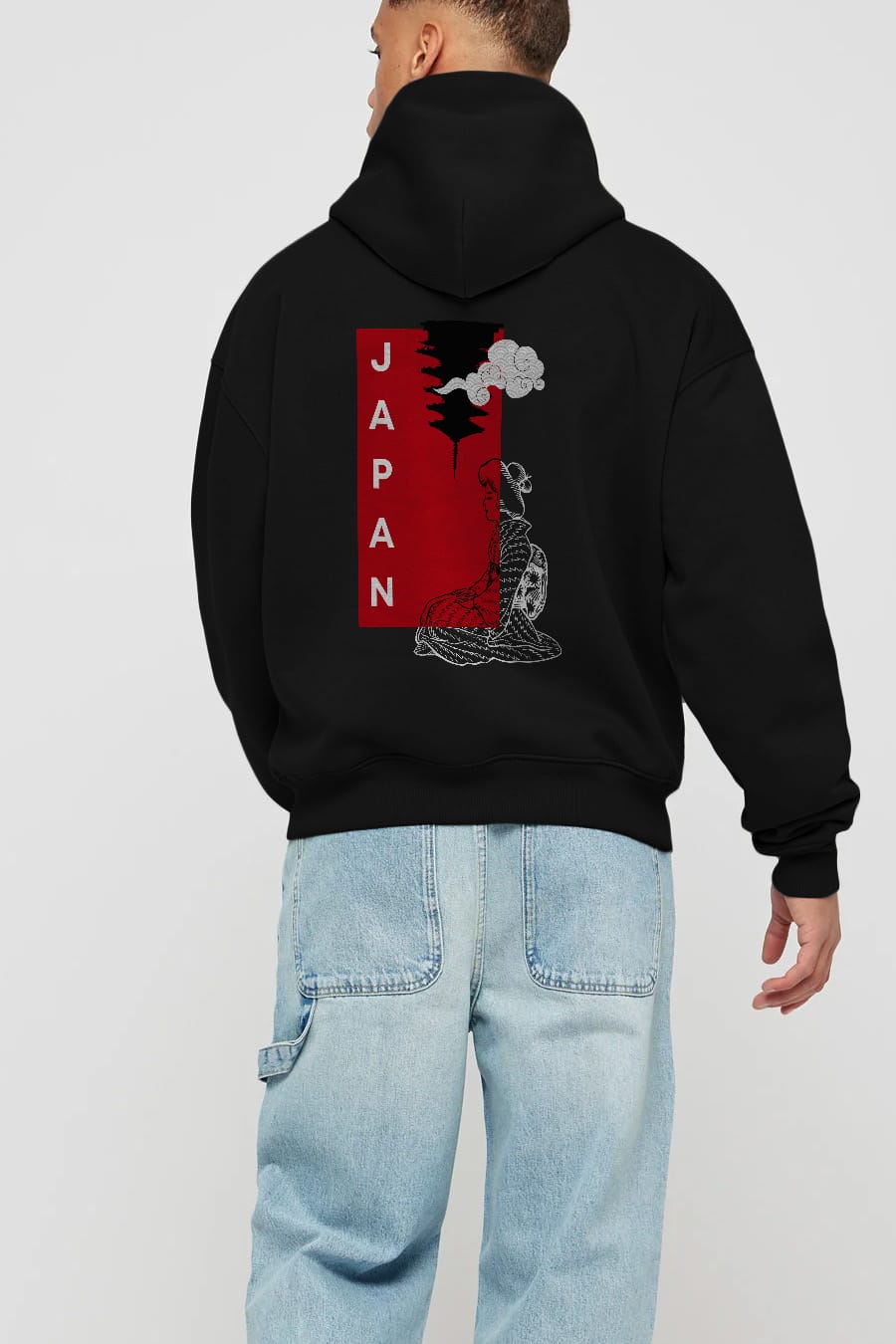 Japan Yazılı Streetwear Arka Baskılı Oversize Hoodie Kapüşonlu Sweatshirt Erkek Kadın Unisex