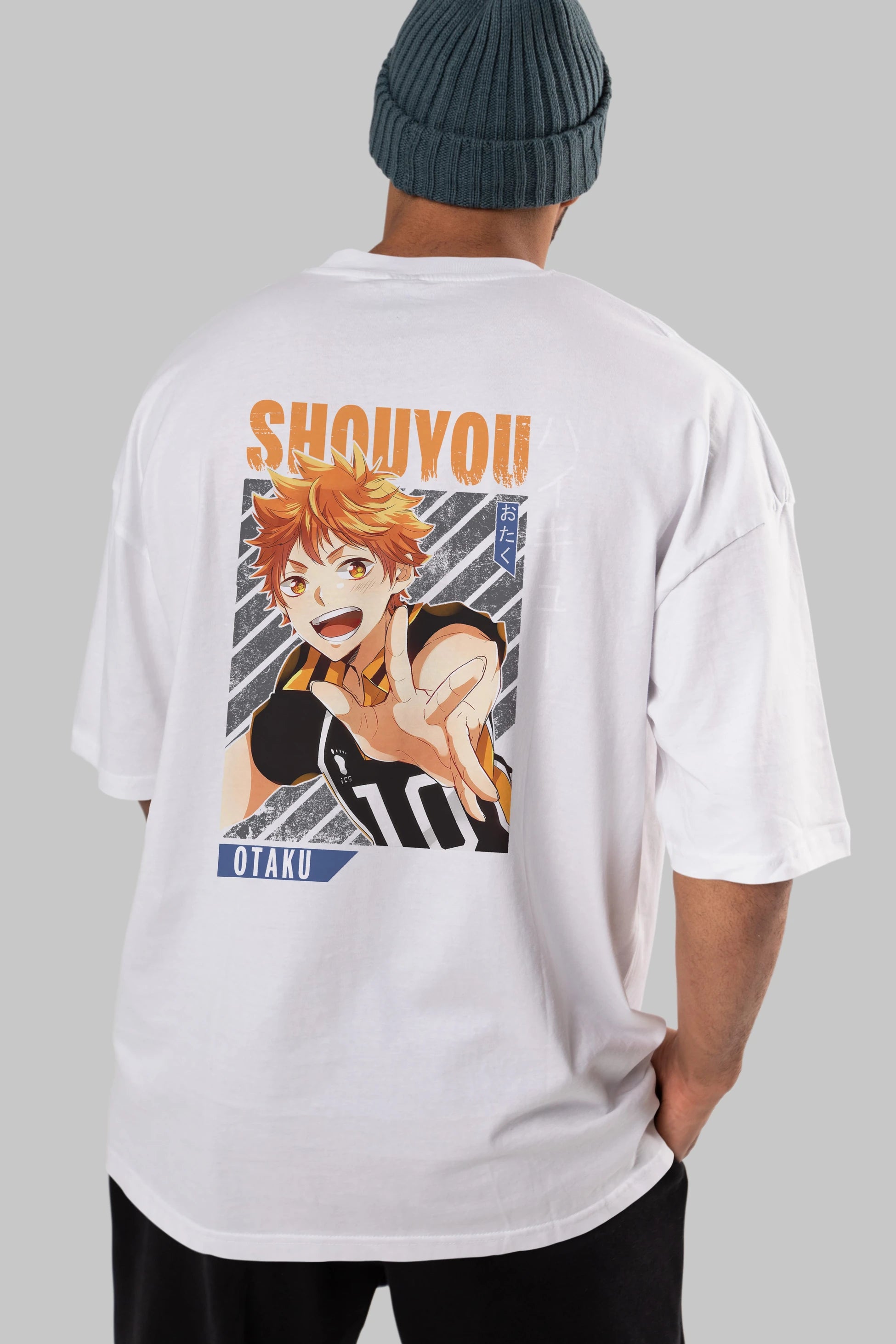 Shouyou Hinata 9 Anime Arka Baskılı Oversize t-shirt Erkek Kadın Unisex