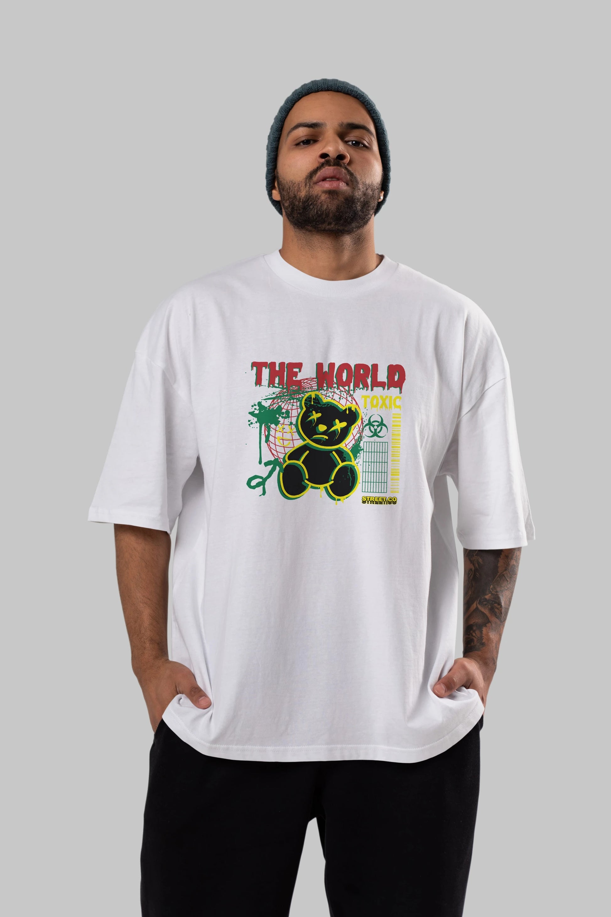 The World Toxic Bear Ön Baskılı Oversize t-shirt Erkek Kadın Unisex