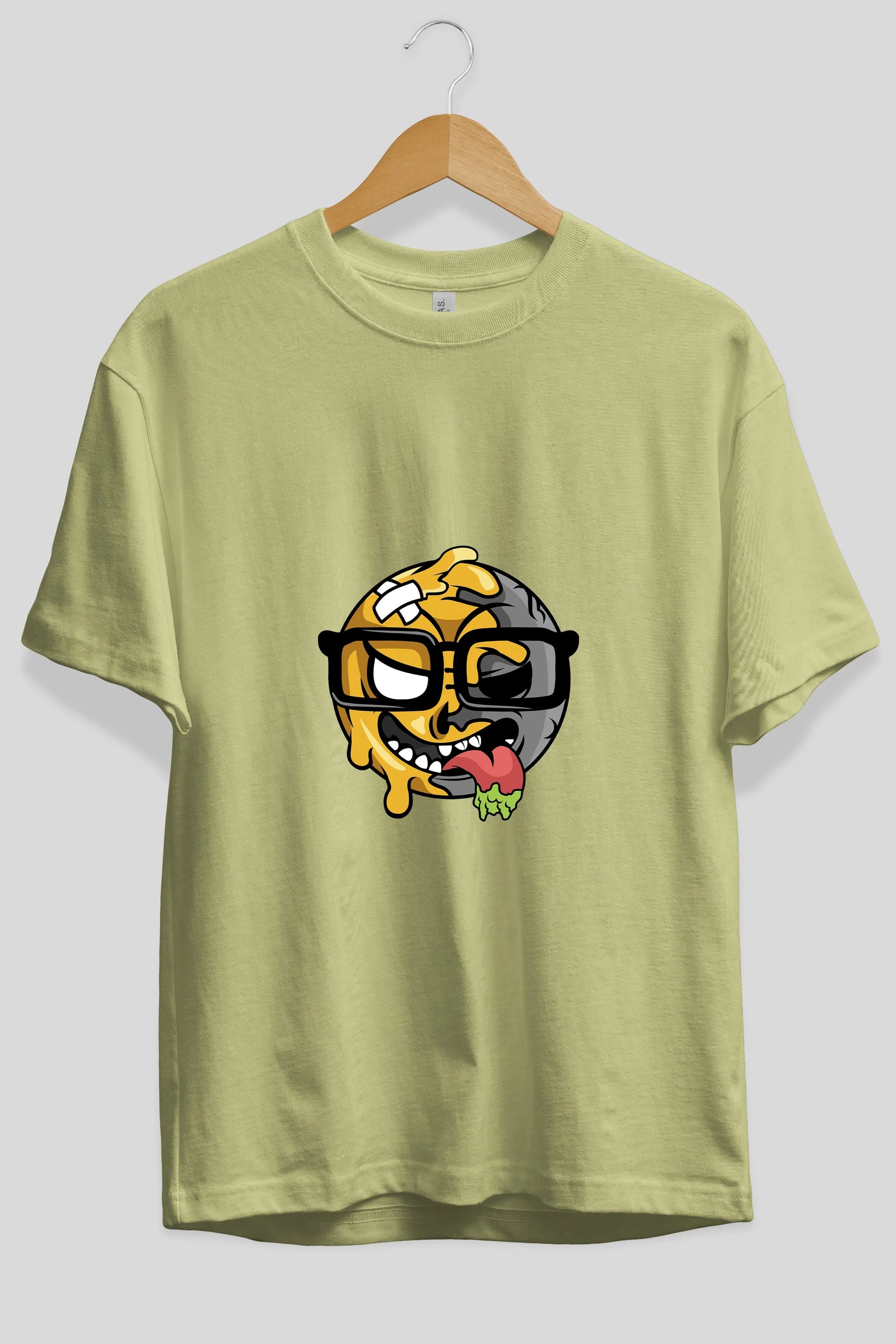 Smiley Nerd Ön Baskılı Oversize t-shirt Erkek Kadın Unisex %100 Pamuk tişort