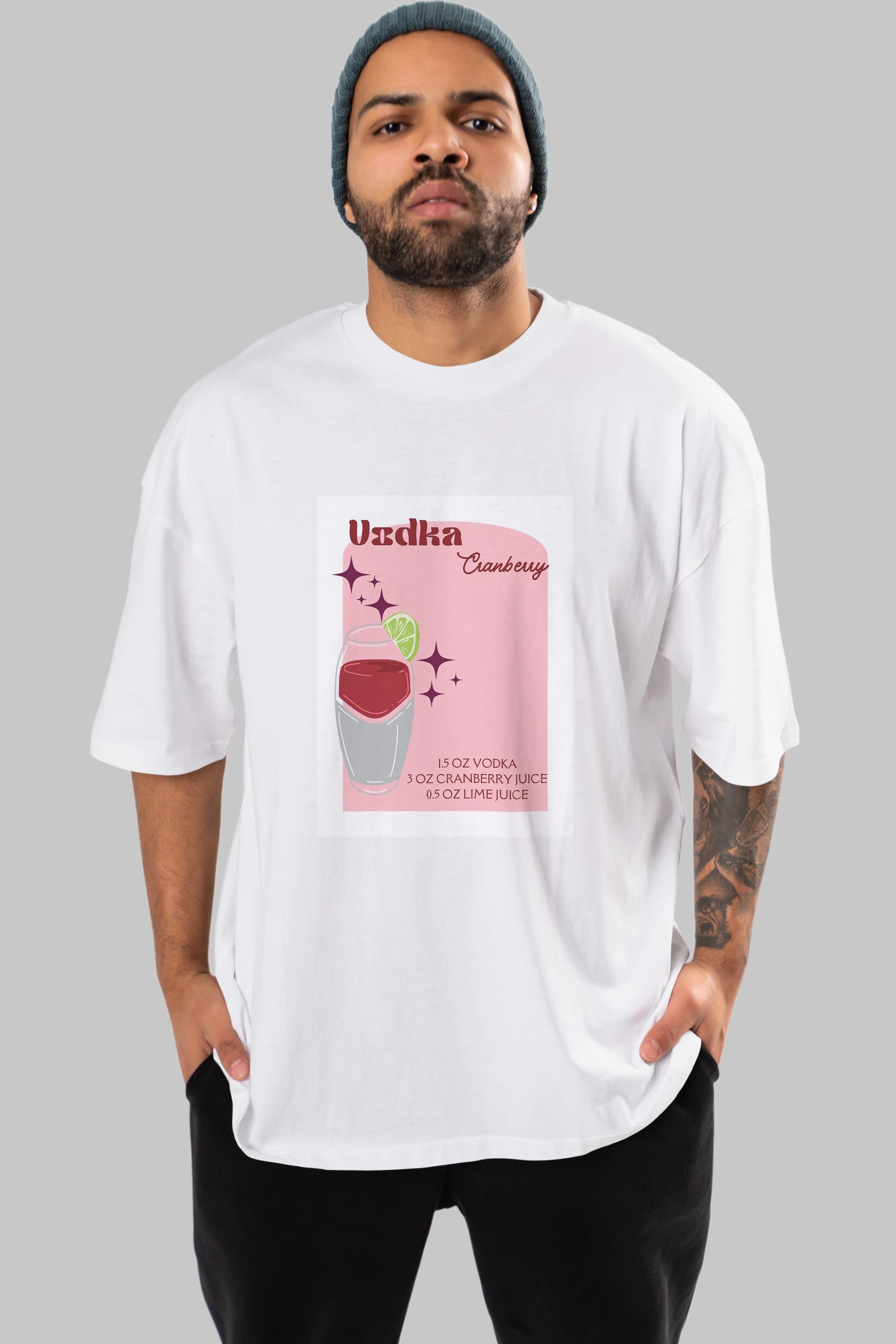 Vodka Cranberry 2 Ön Baskılı Oversize t-shirt Erkek Kadın Unisex %100 Pamuk Bisiklet Yaka tişort
