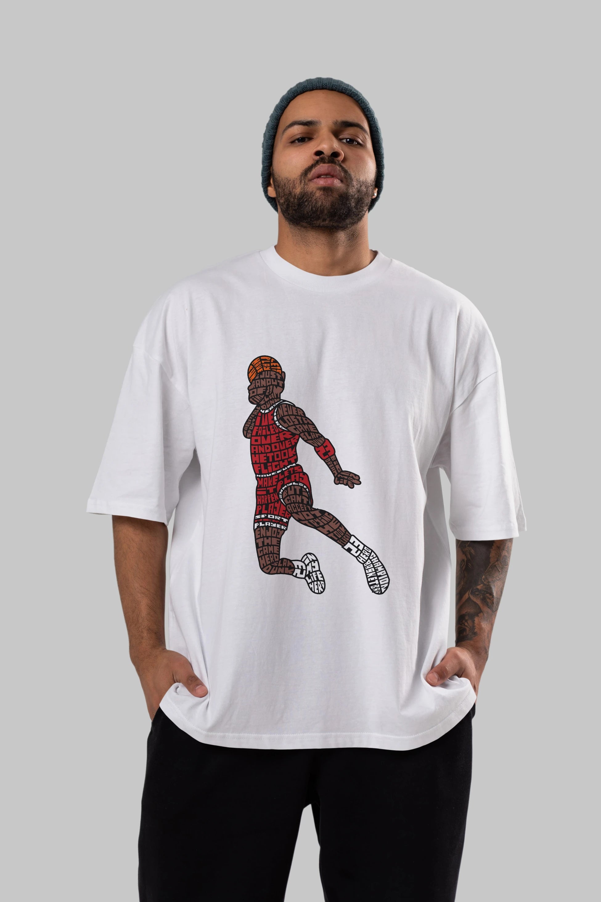 Slamdunk Ön Baskılı Oversize t-shirt %100 pamuk Erkek Kadın Unisex