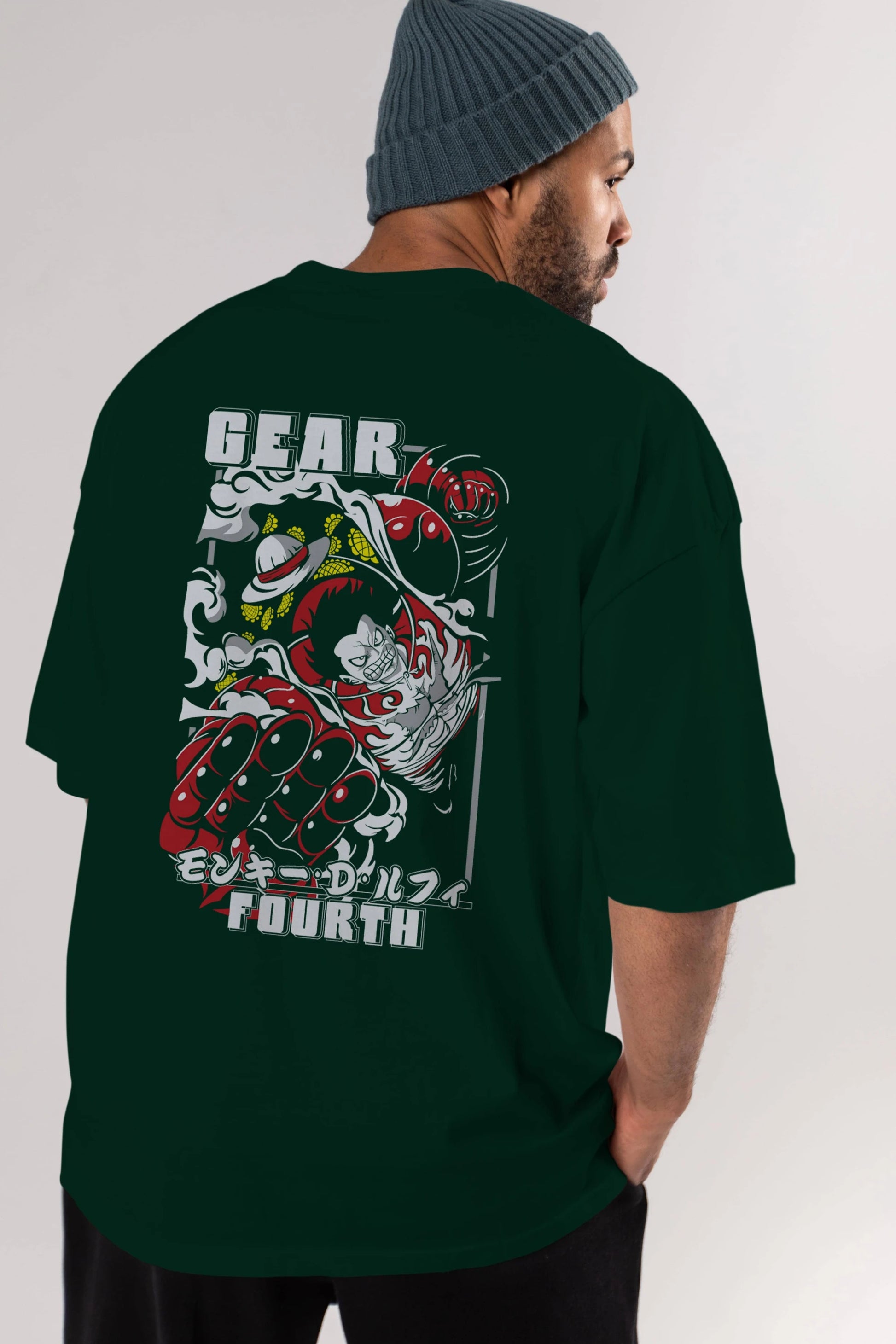 LUFFY gear fourth Anime Arka Baskılı Oversize t-shirt Erkek Kadın Unisex