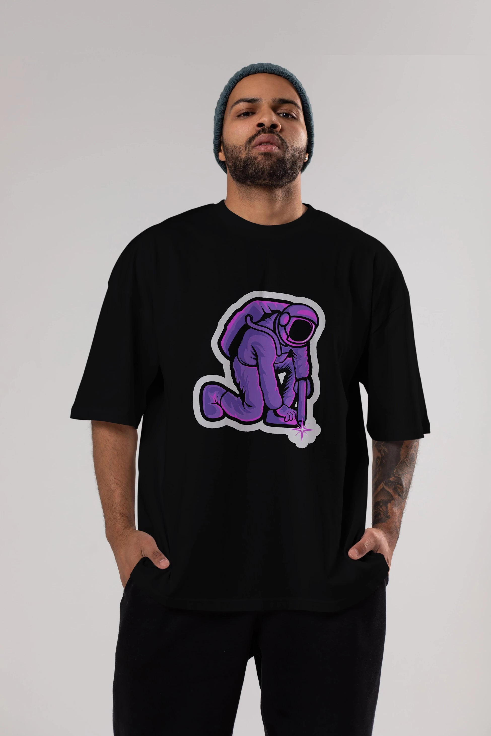 Welding in Space Sticker Ön Baskılı Oversize t-shirt Erkek Kadın Unisex