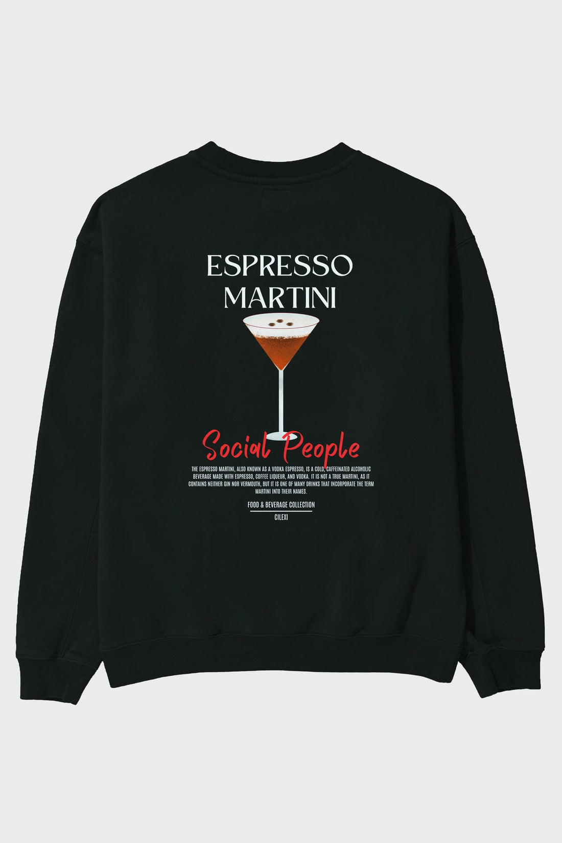 Espresso Martini Arka Baskılı Oversize Sweatshirt Erkek Kadın Unisex