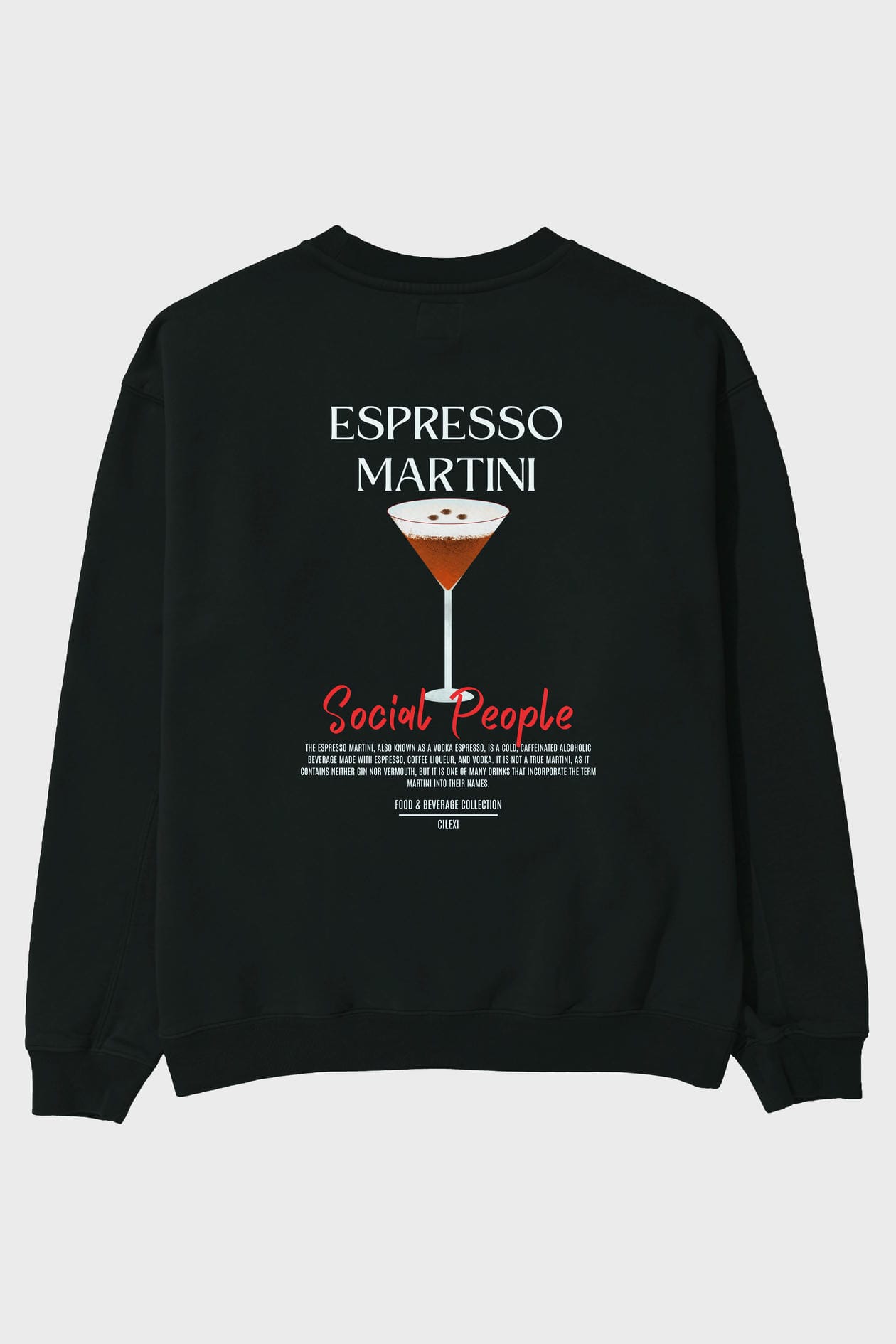 Espresso Martini Arka Baskılı Oversize Sweatshirt Erkek Kadın Unisex