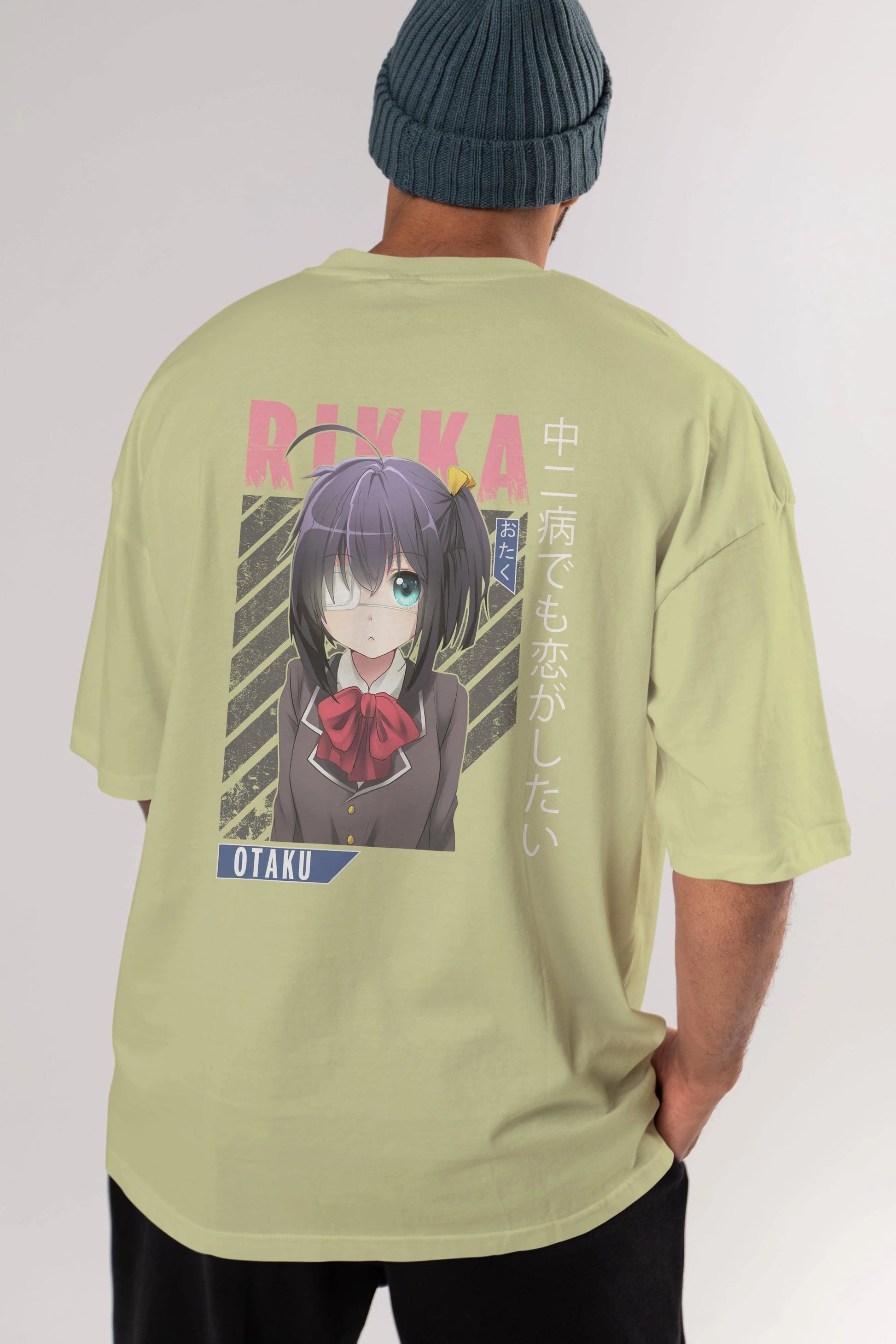 Rikka Takanashi 9 Anime Arka Baskılı Oversize t-shirt Erkek Kadın Unisex
