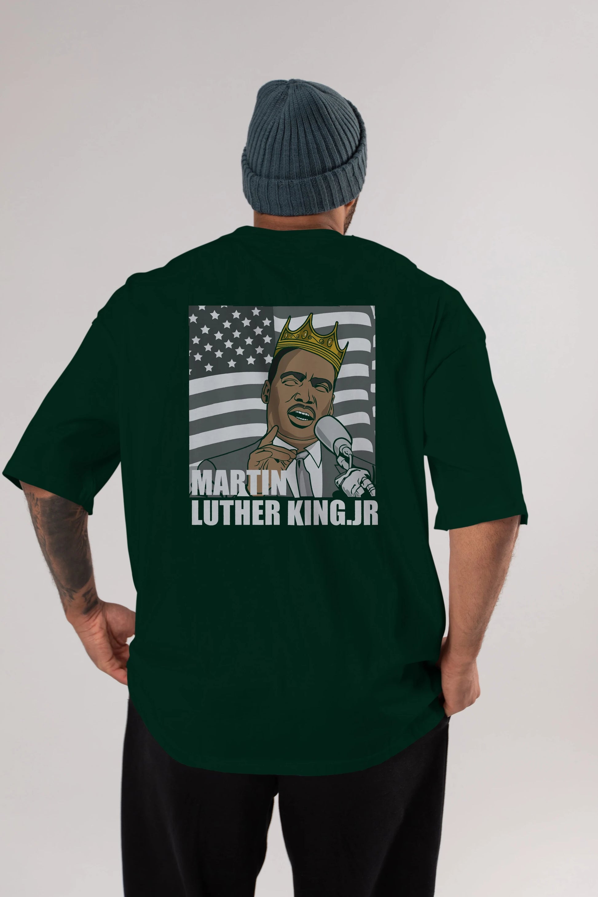 Luther King Arka Baskılı Oversize t-shirt Erkek Kadın Unisex %100 Pamuk tişort