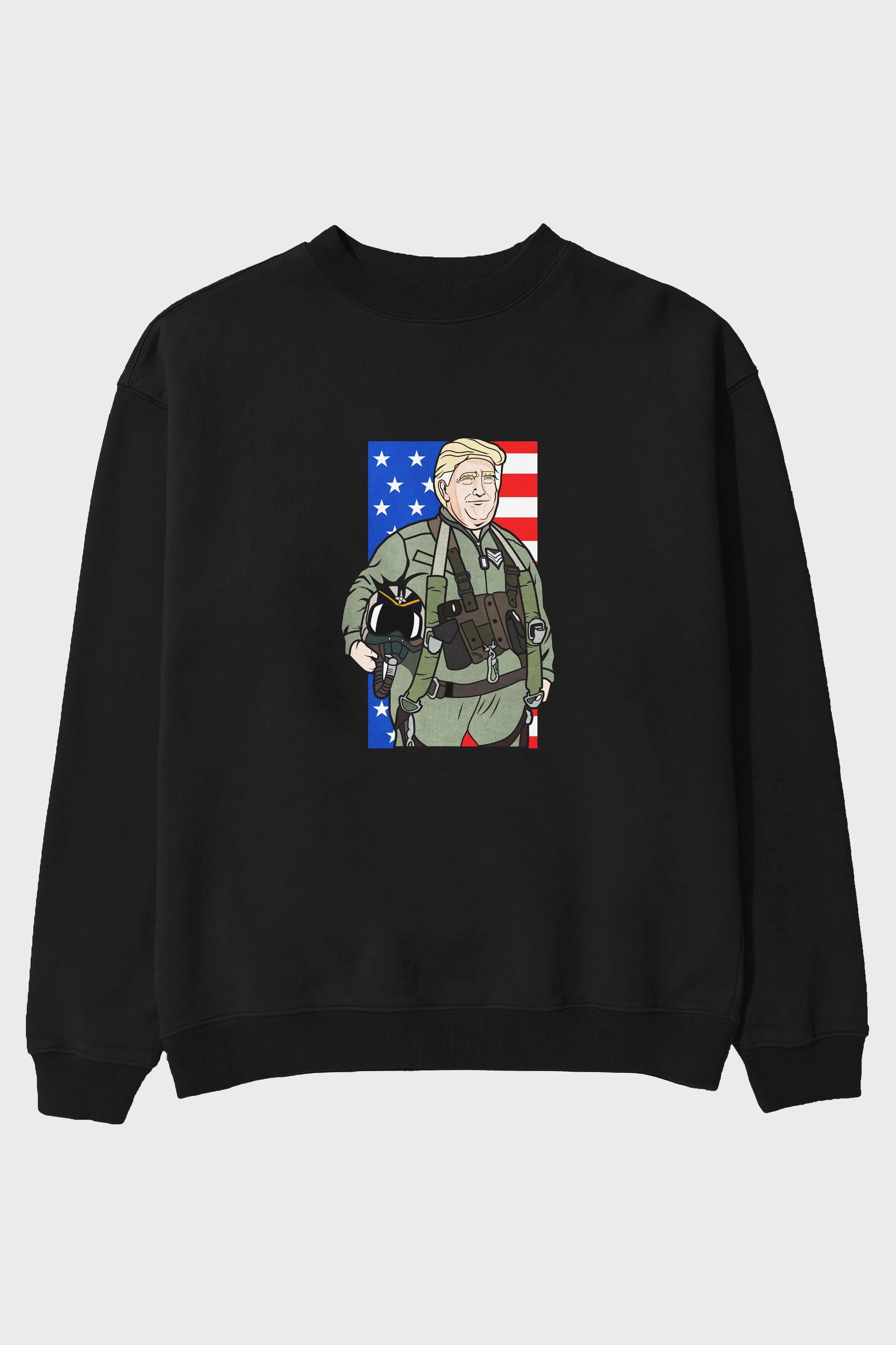 Trump Jetplane Pilot Ön Baskılı Oversize Sweatshirt Erkek Kadın Unisex