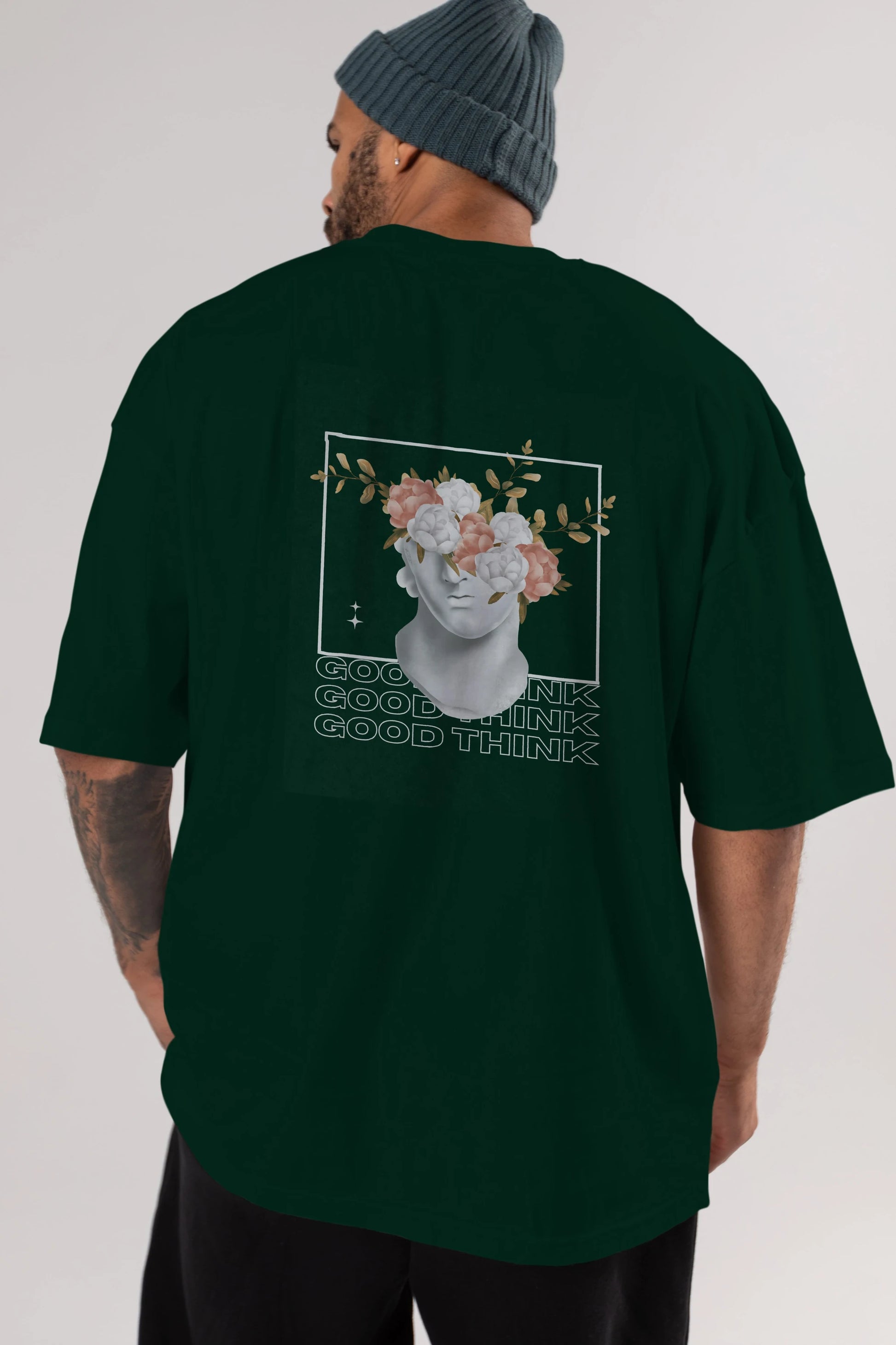 Good Think Yazılı Arka Baskılı Oversize t-shirt Erkek Kadın Unisex
