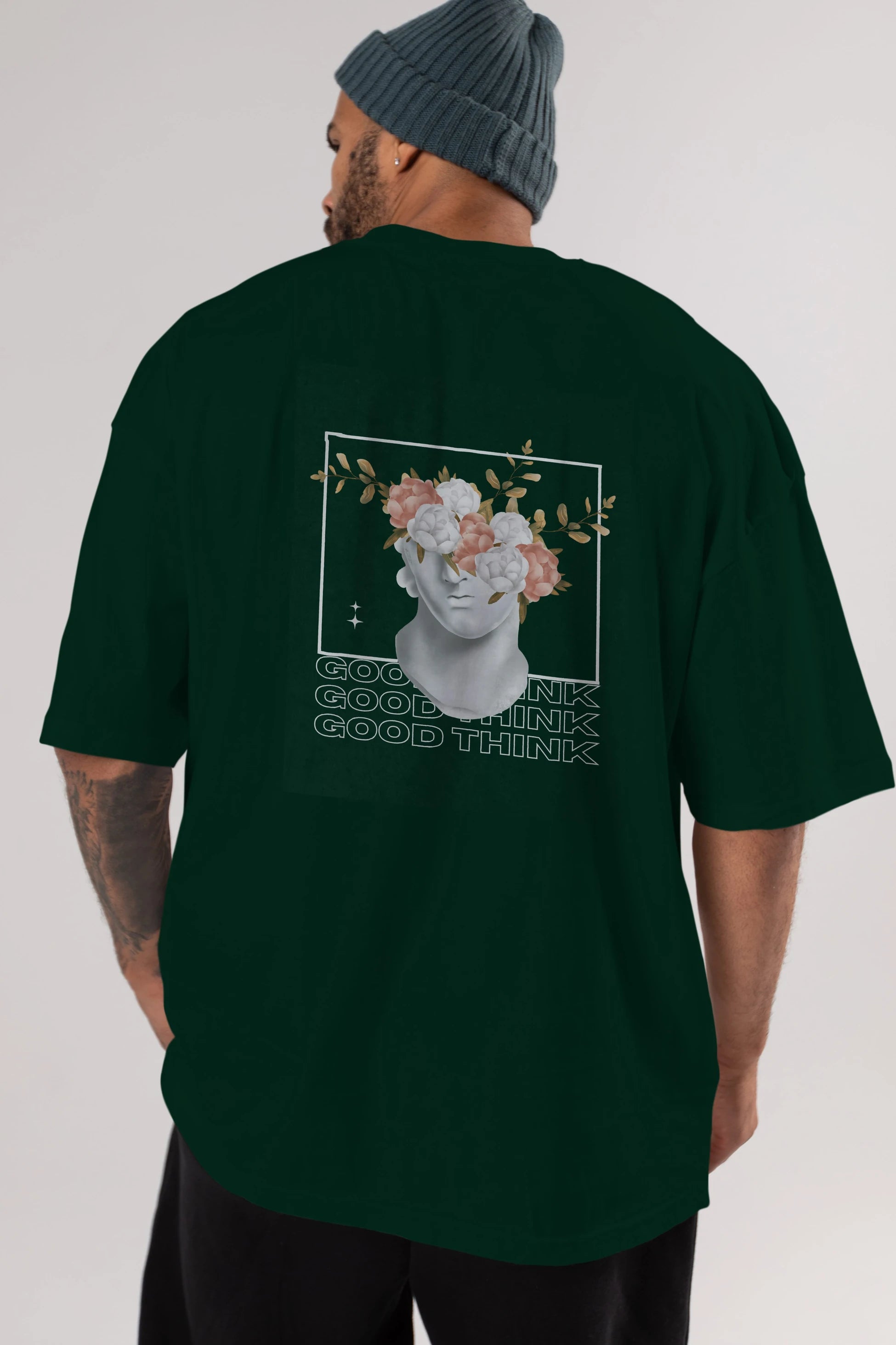Good Think Yazılı Arka Baskılı Oversize t-shirt Erkek Kadın Unisex