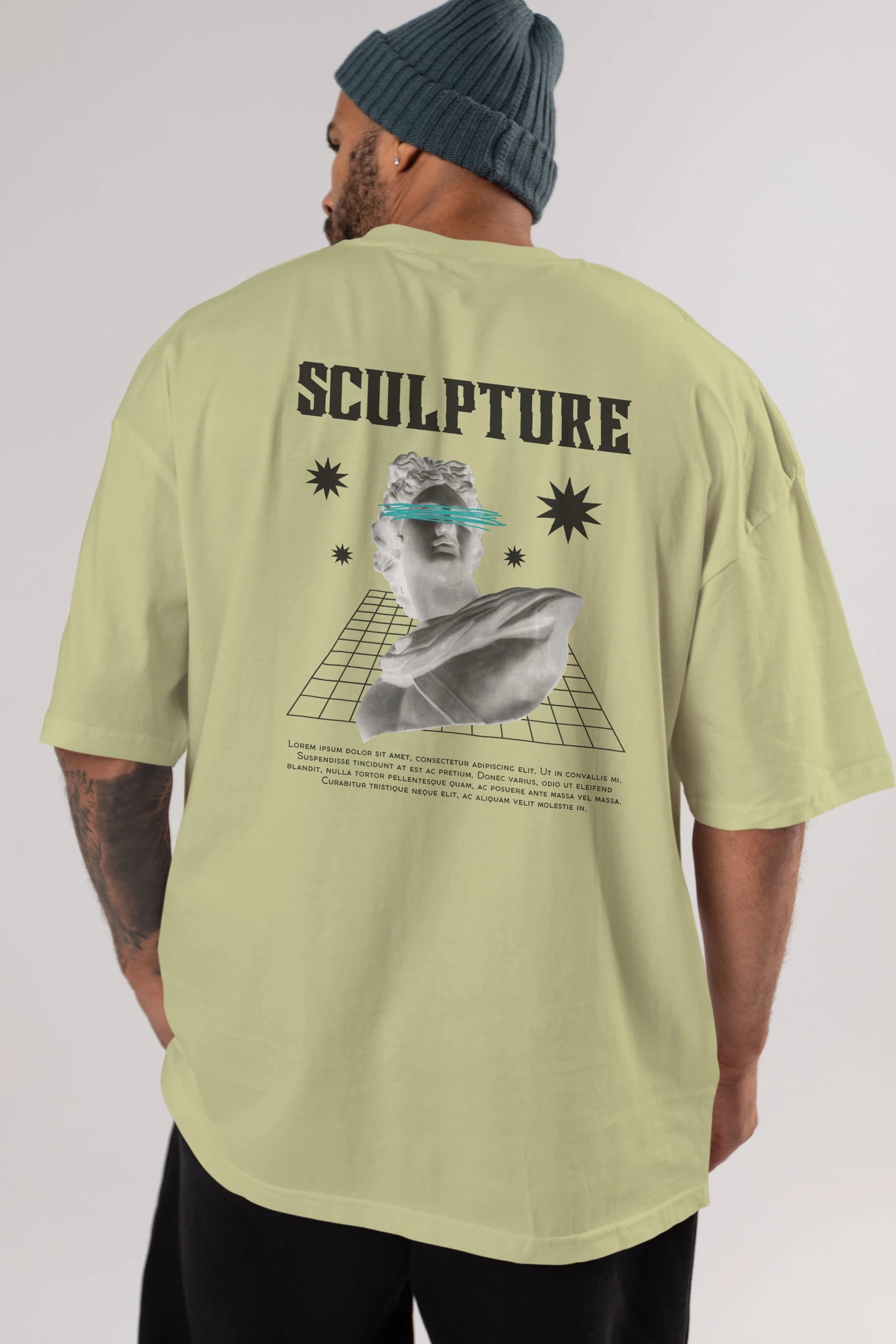 Sculpture Yazılı Arka Baskılı Oversize t-shirt Erkek Kadın Unisex