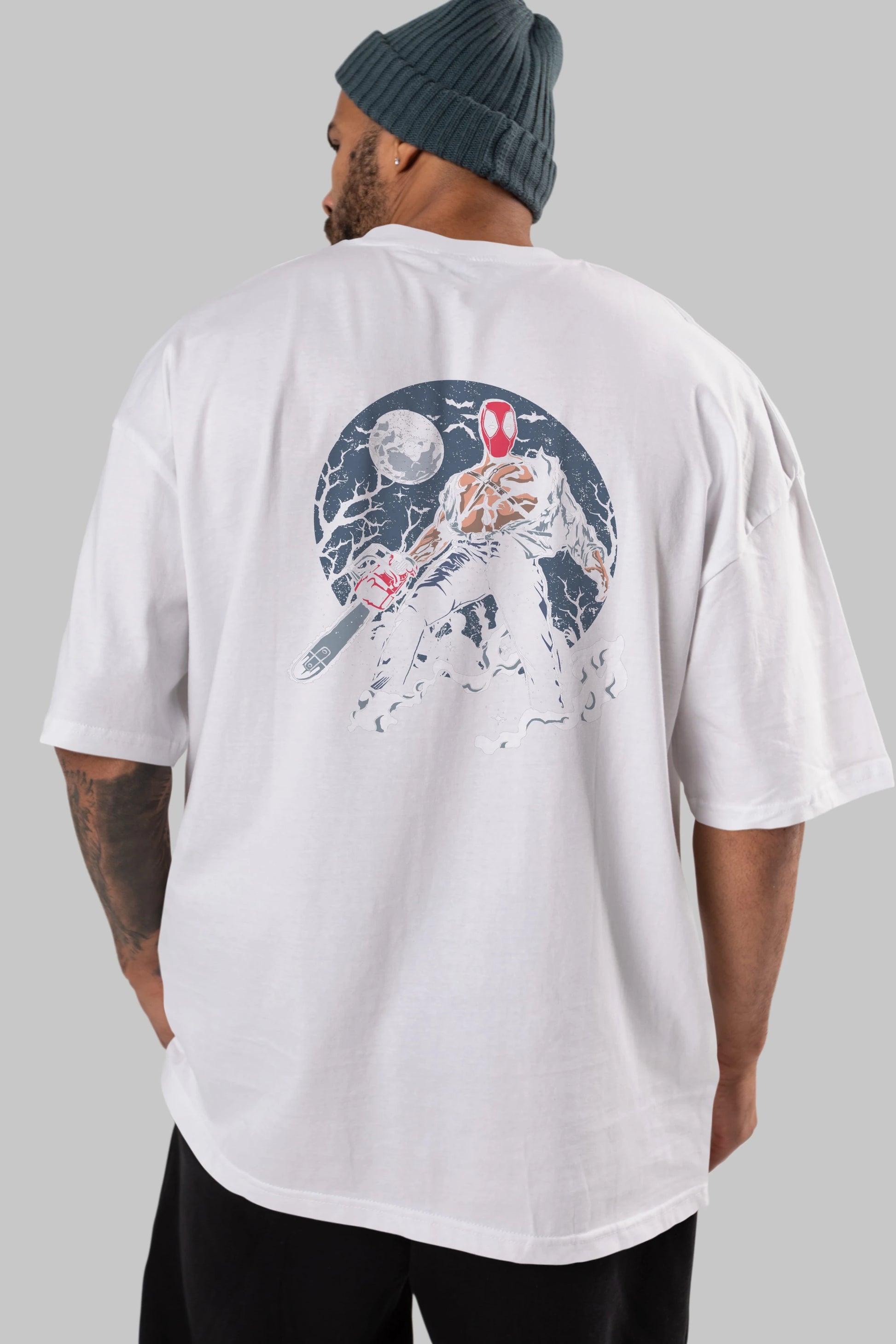 Evil Deadpool Arka Baskılı Oversize t-shirt Erkek Kadın Unisex %100 Pamuk