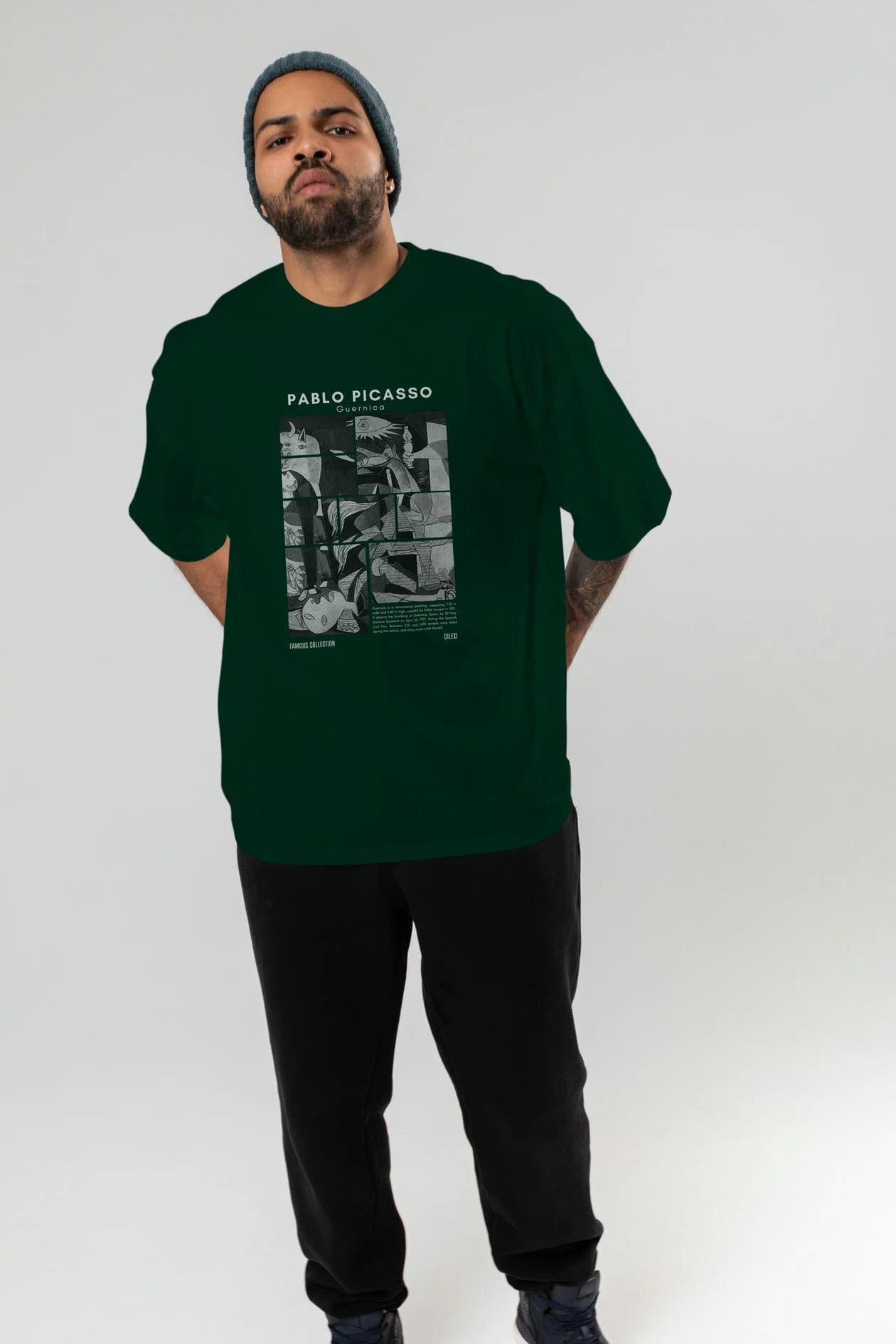 Pablo Picasso Guernica ön Baskılı Oversize t-shirt Erkek Kadın Bisiklet Yaka Pamuk tişort