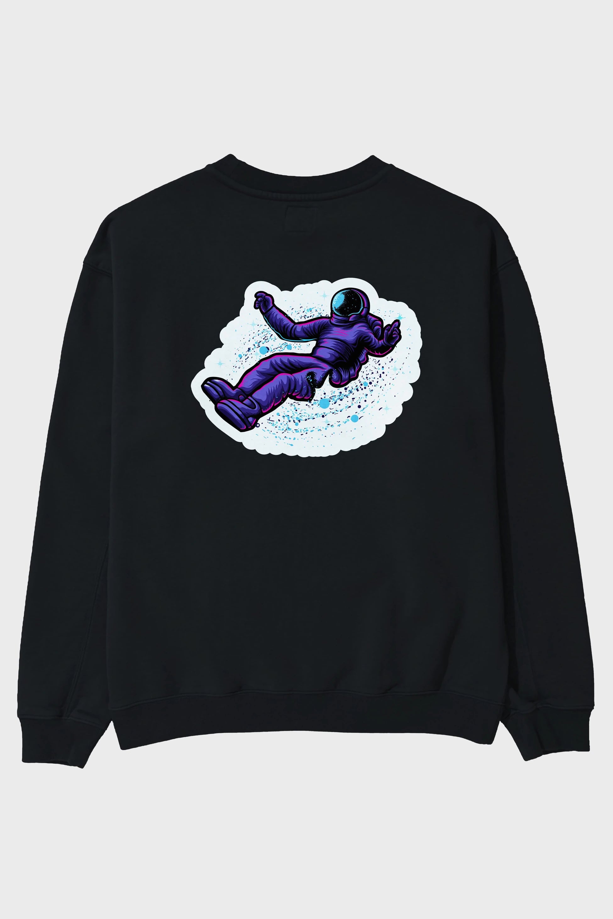 Having fun in outer space sticker Arka Baskılı Oversize Sweatshirt Erkek Kadın Unisex