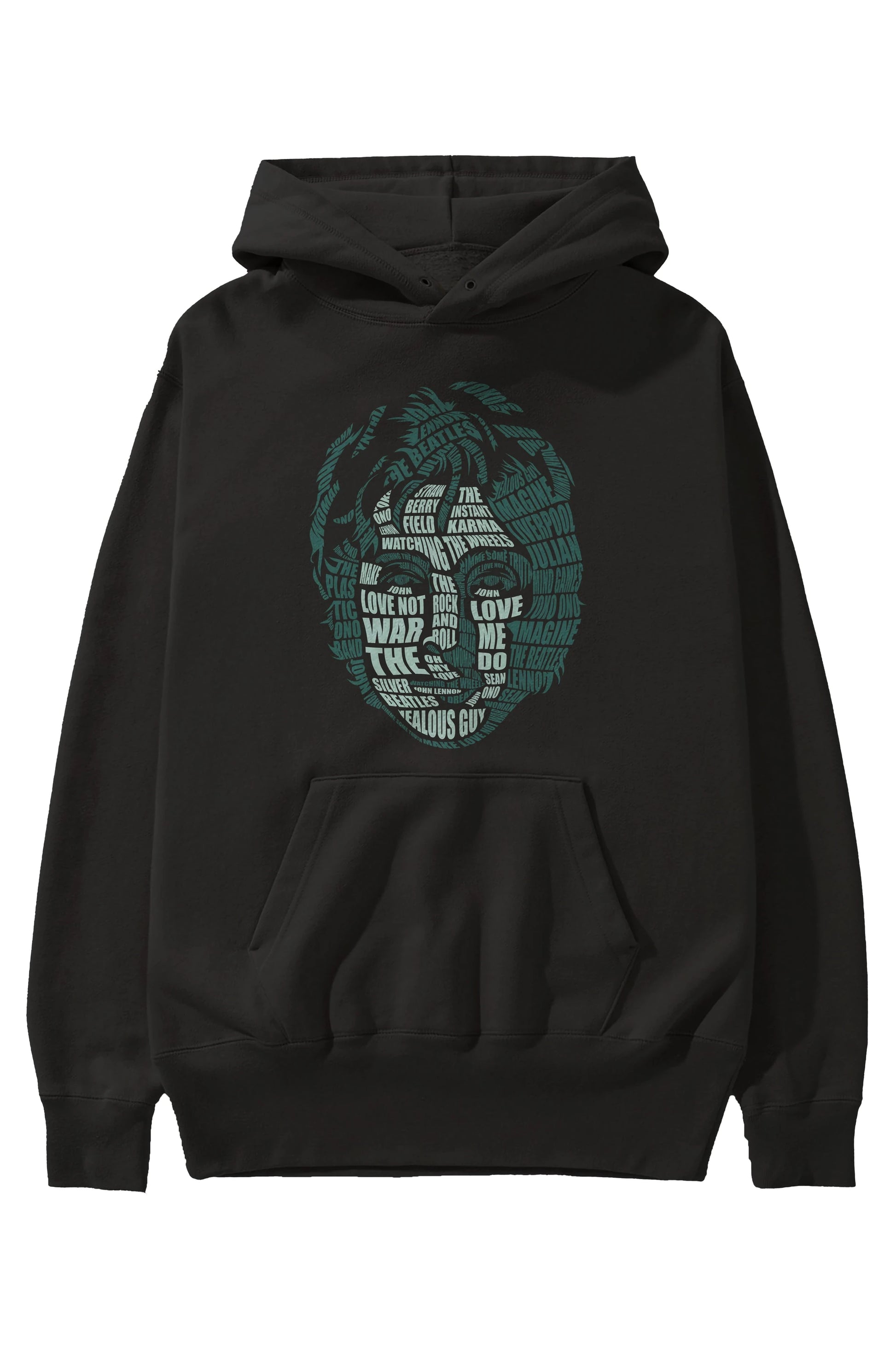 John Lennon Calligram Ön Baskılı Hoodie Oversize Kapüşonlu Sweatshirt Erkek Kadın Unisex