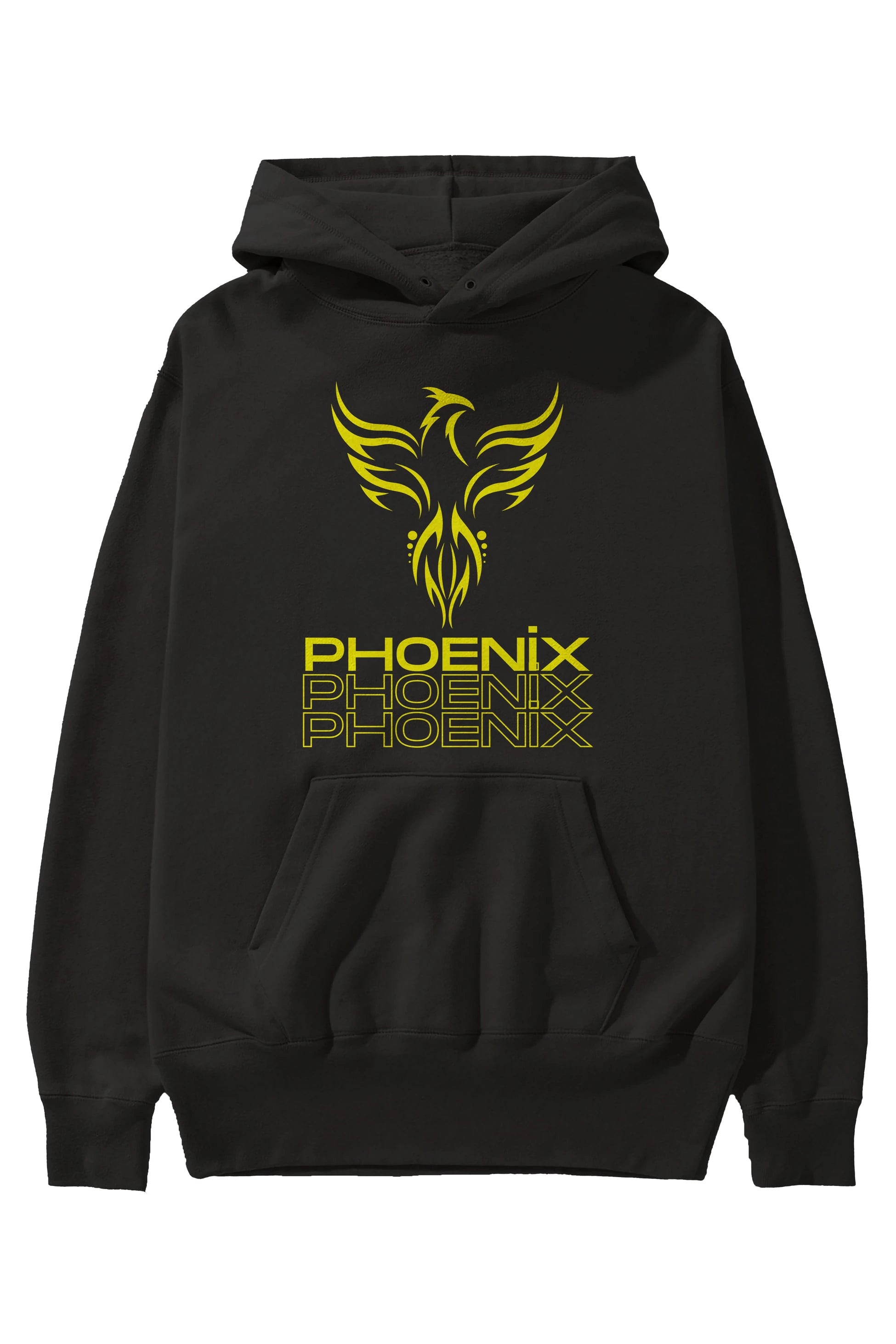 Phoenix Yazılı Ön Baskılı Oversize Hoodie Kapüşonlu Sweatshirt Erkek Kadın Unisex