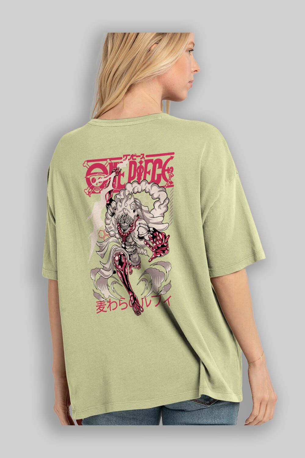 MONKEY D. LUFF-ONE PIECE 1 Anime Arka Baskılı Oversize t-shirt Erkek Kadın Unisex
