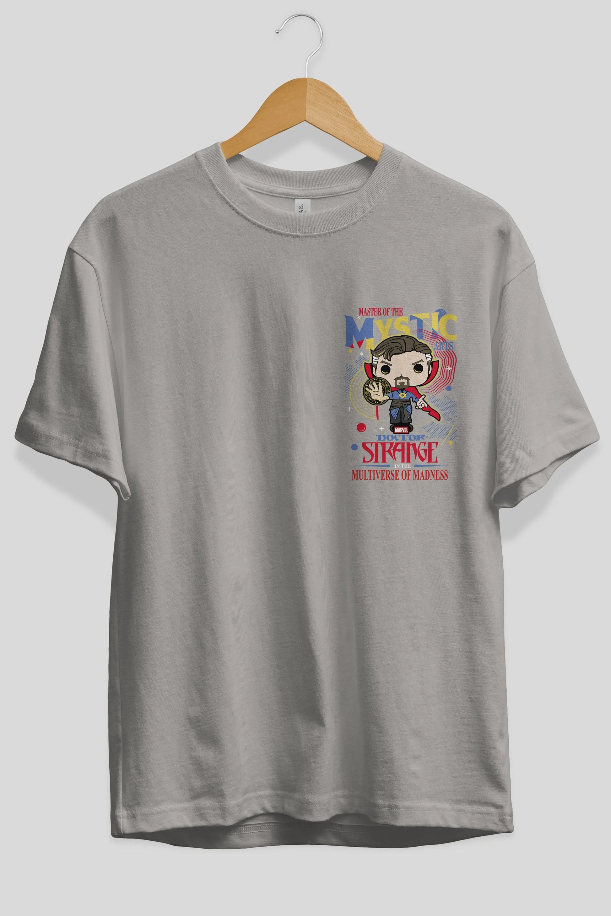 Doctor Strange Ön Sol Baskılı Oversize t-shirt Erkek Kadın Unisex %100 Pamuk Bisiklet Yaka tişort