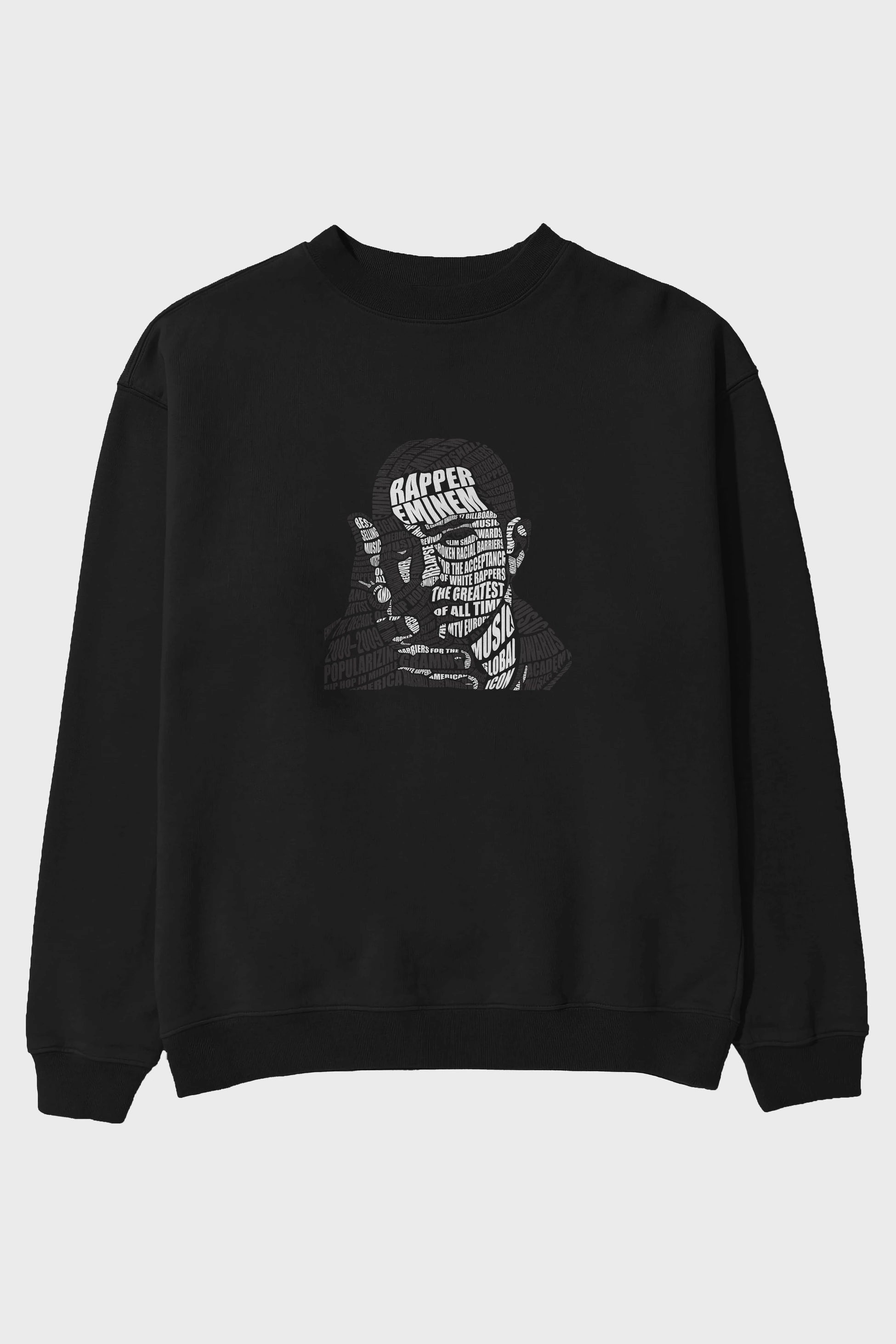 Eminem Calligram Ön Baskılı Oversize Sweatshirt Erkek Kadın Unisex