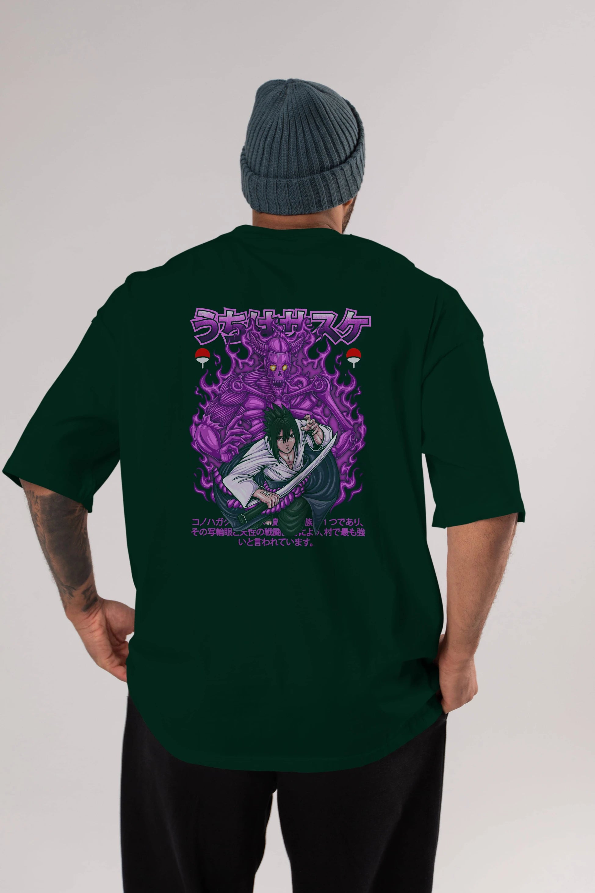 SASUKE UCHIHA NARUTO Anime Arka Baskılı Oversize t-shirt Erkek Kadın Unisex