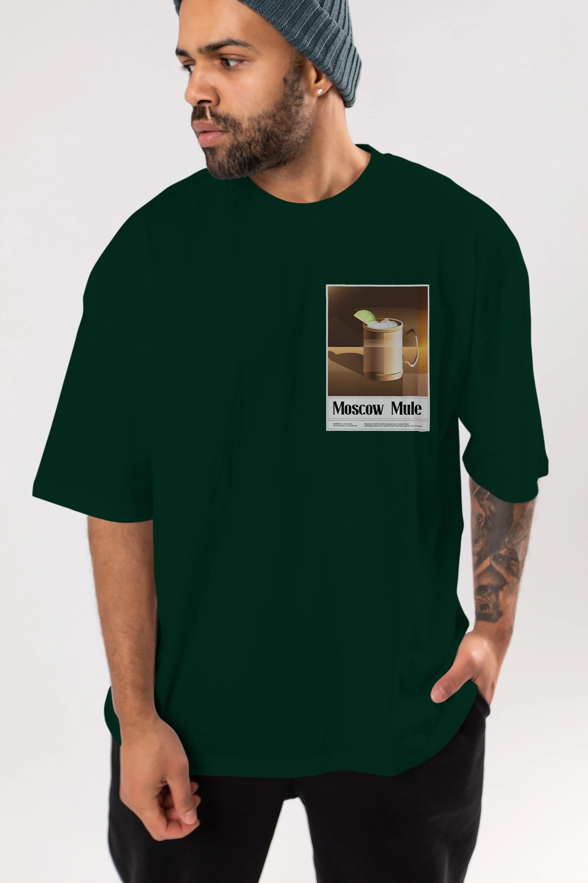 Moscow Mule 3 Ön Sol Baskılı Oversize t-shirt Erkek Kadın Unisex %100 Pamuk Bisiklet Yaka tişort