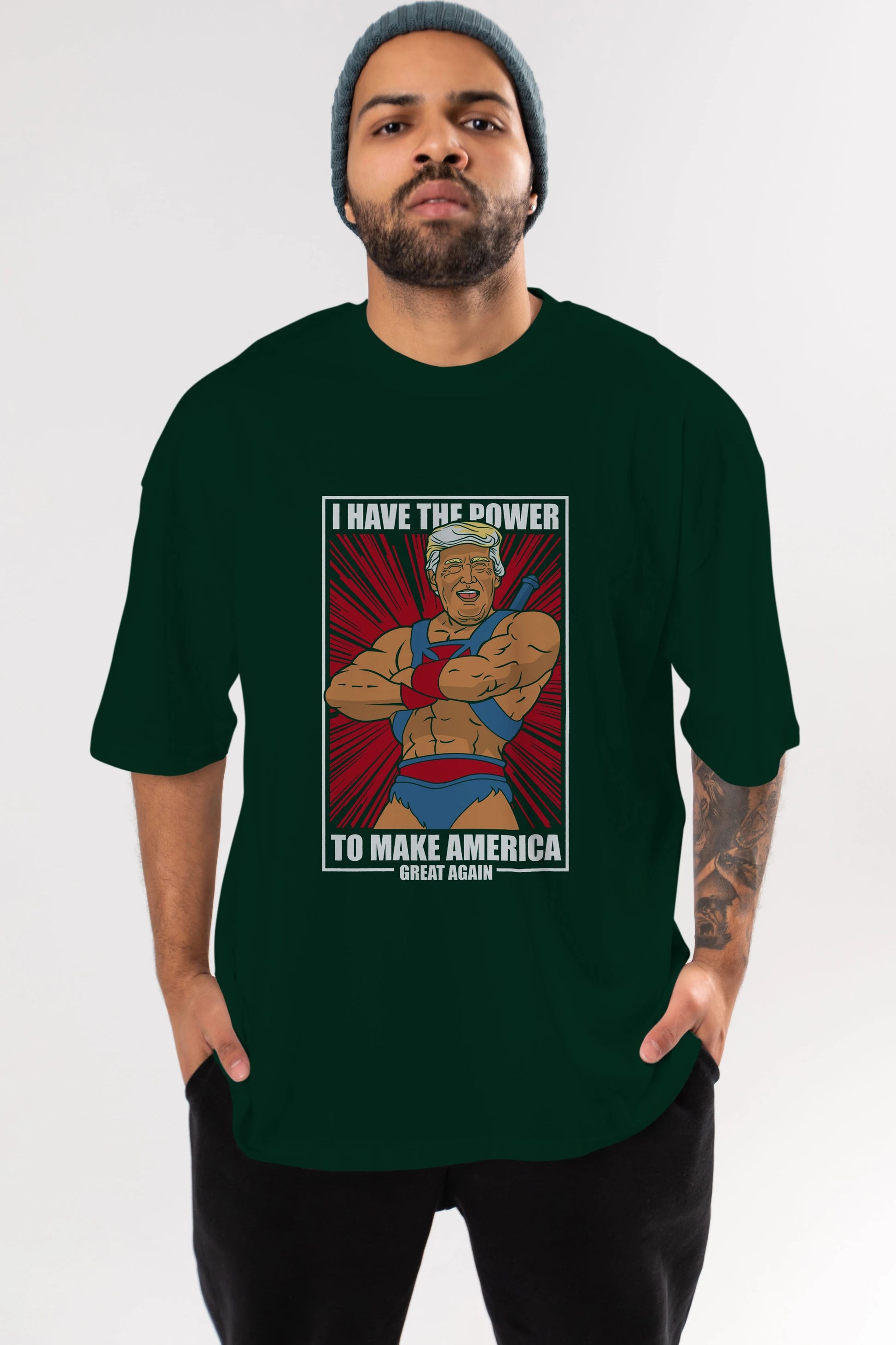 Trump Heman Ön Baskılı Oversize t-shirt Erkek Kadın Unisex %100 Pamuk tişort