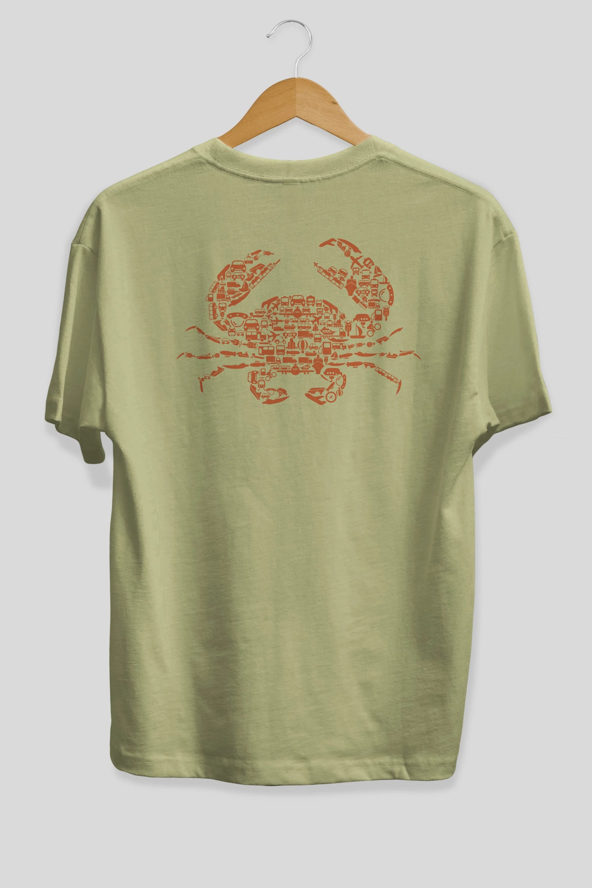 Crab Arka Baskılı Oversize t-shirt %100 pamuk Erkek Kadın Unisex