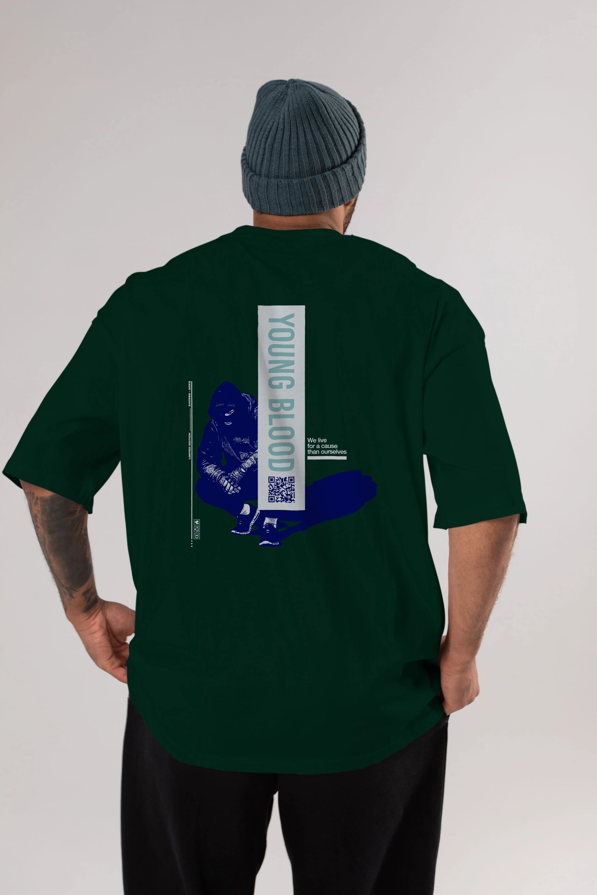 Young Blood Arka Baskılı Oversize t-shirt Erkek Kadın Unisex